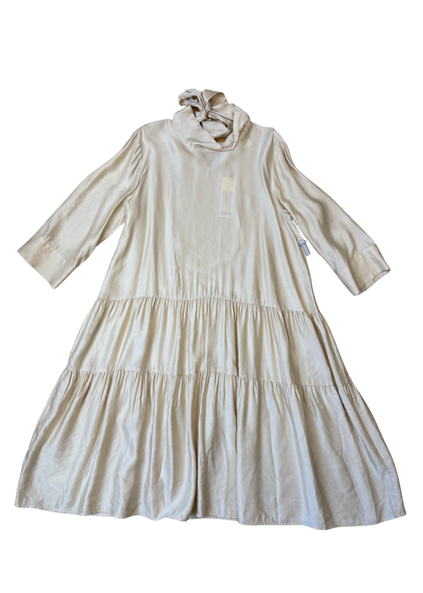 ARKET (BNWT) Champagne Tiered Long Sleeve Midi Dress