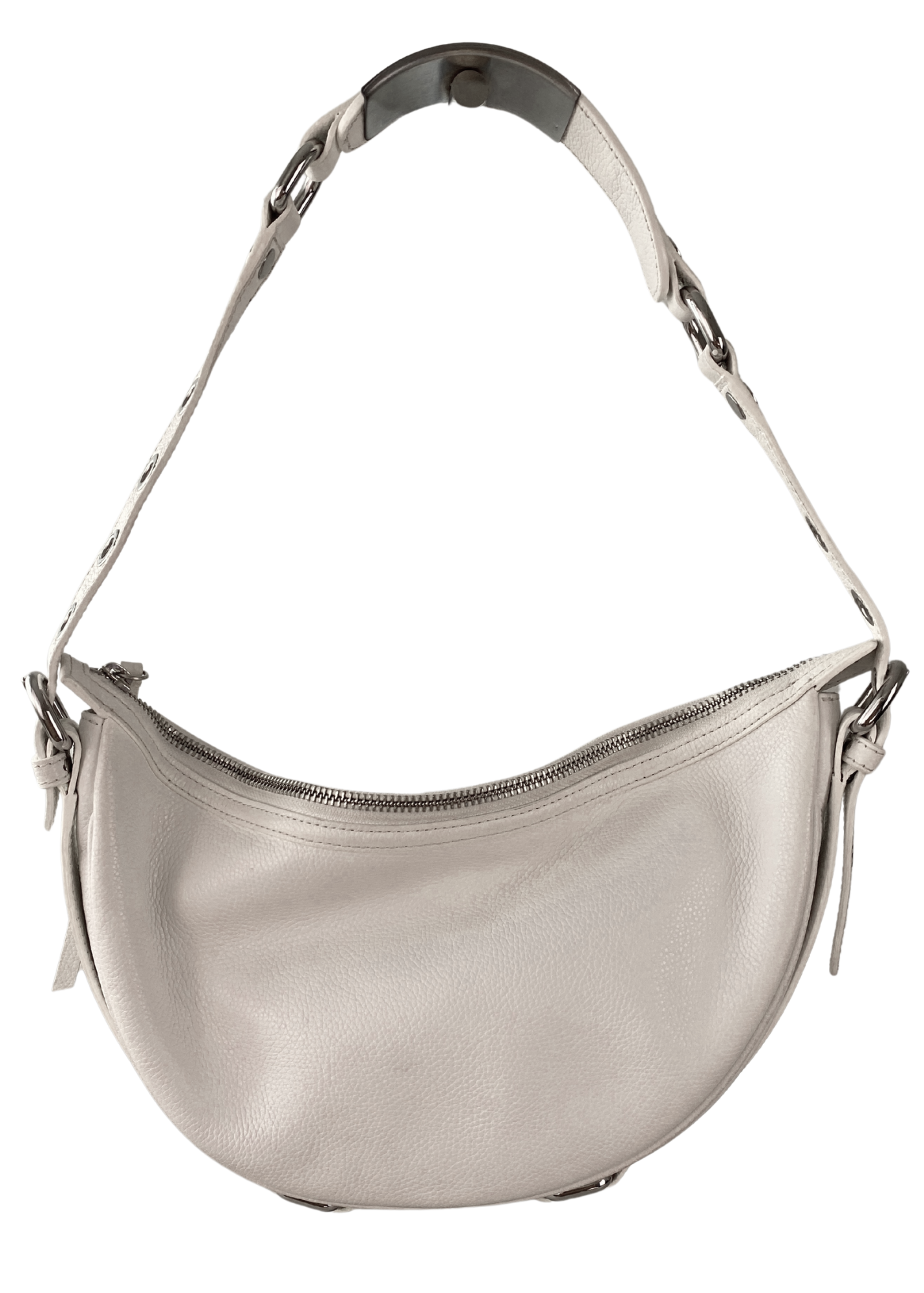 BY FAR (AS IS) Grained Leather Half Moon Shoulder Bag