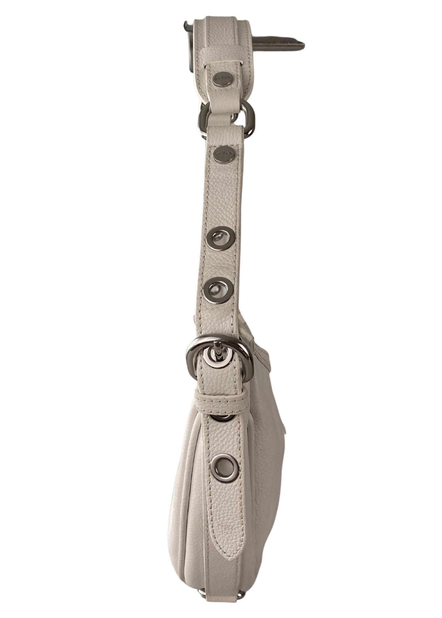 BY FAR (AS IS) Grained Leather Half Moon Shoulder Bag