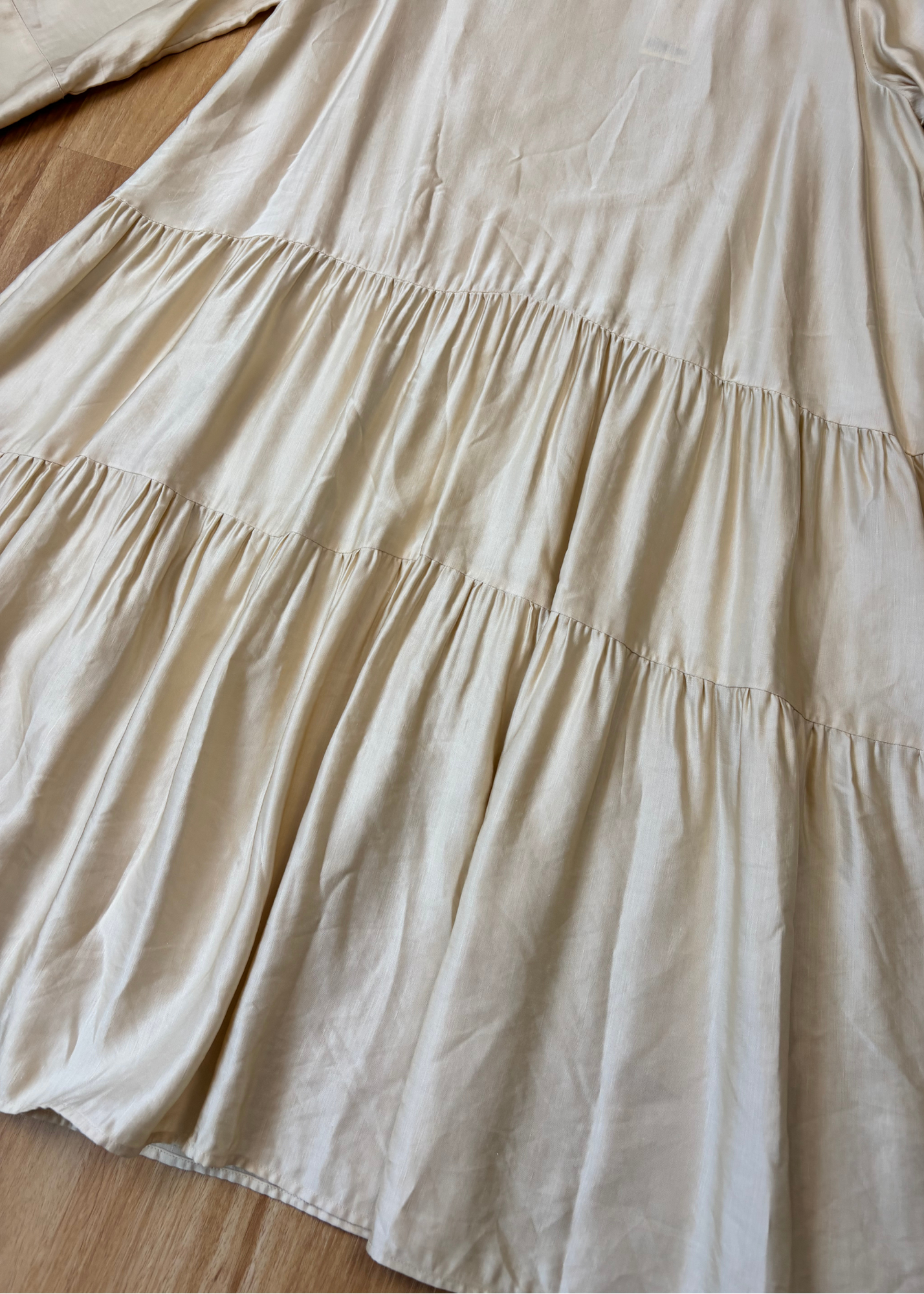 ARKET (BNWT) Champagne Tiered Long Sleeve Midi Dress