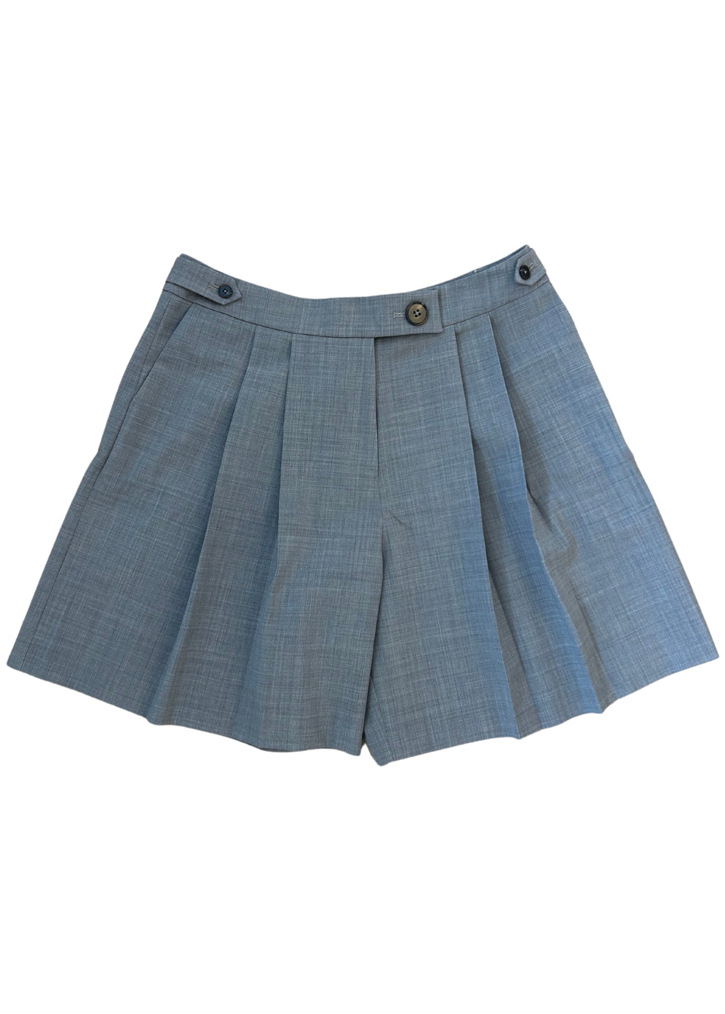 ANNA QUAN 'Vita' Taupe Wool Pleated Suiting Shorts