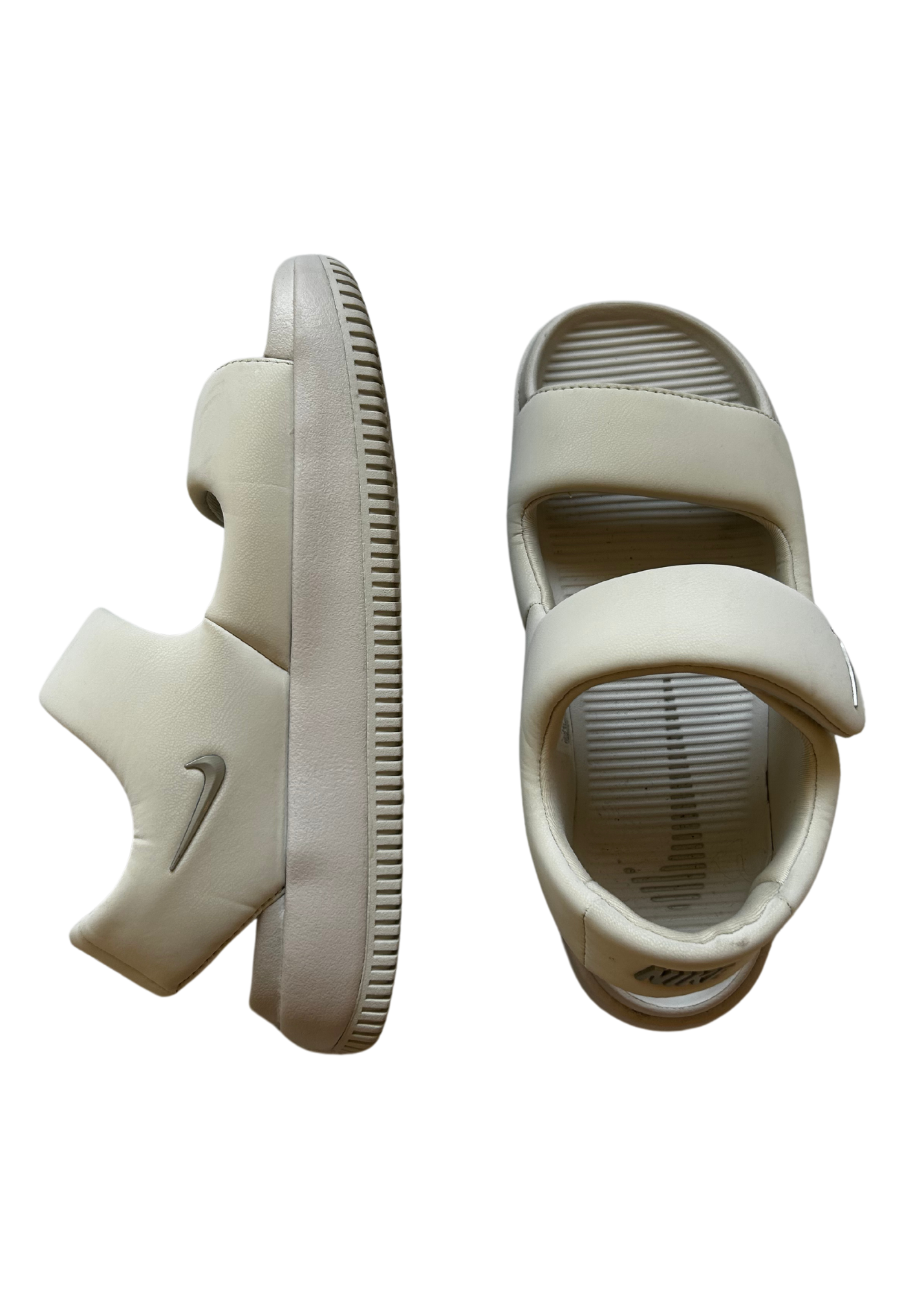 NIKE White Foam Strappy Sandals
