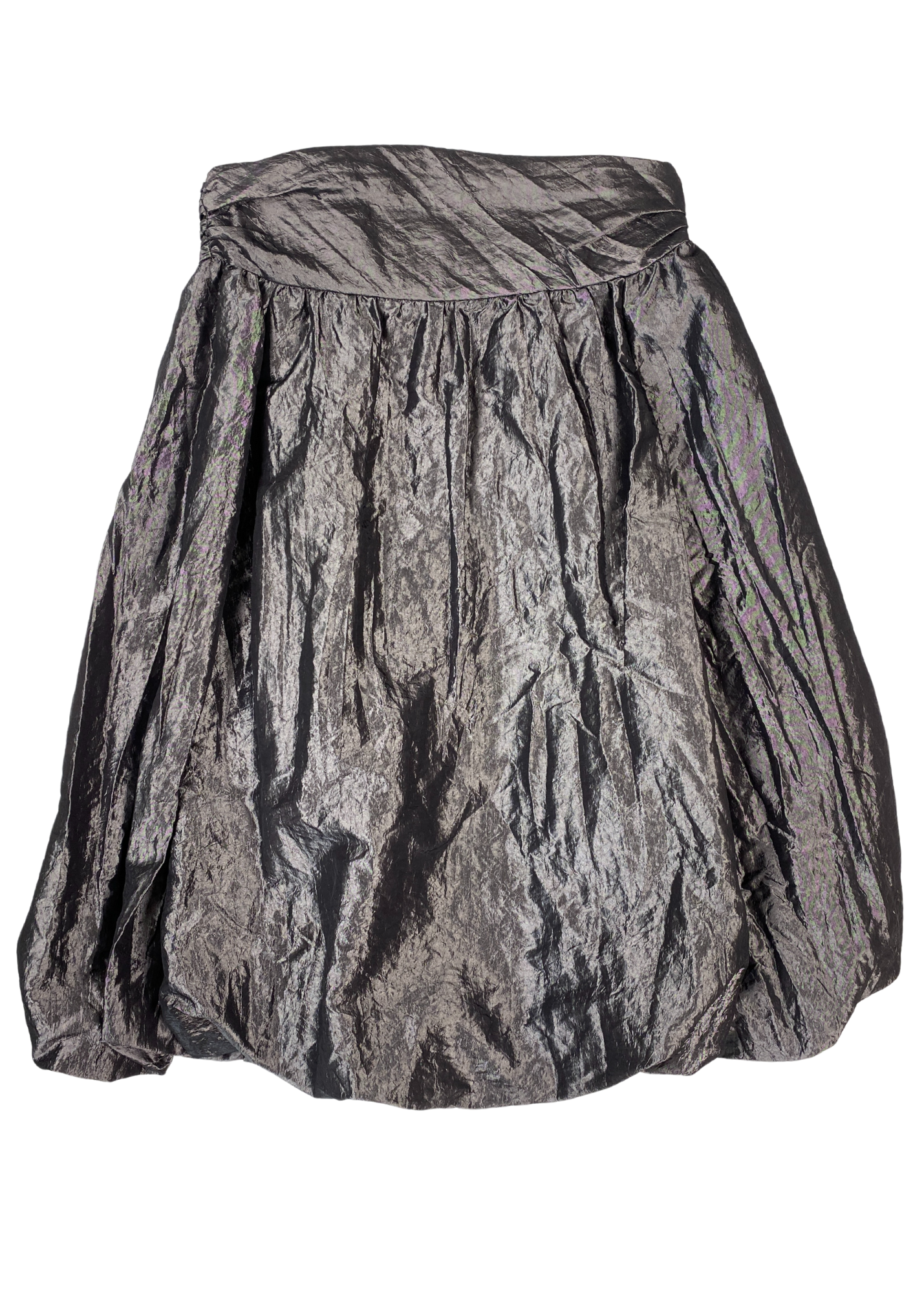 VINTAGE DIFFUSION Metallic Bubble Hem Midi Skirt