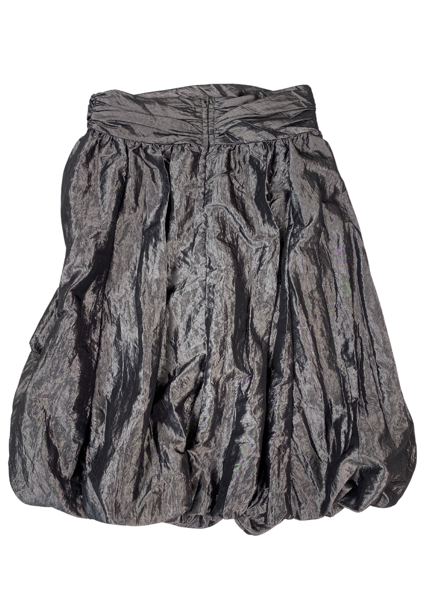 VINTAGE DIFFUSION Metallic Bubble Hem Midi Skirt