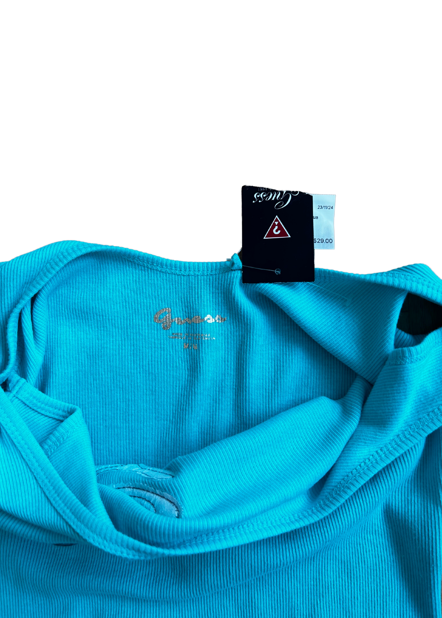 GUESS DEADSTOCK Aqua Ribbed Tank W Logo