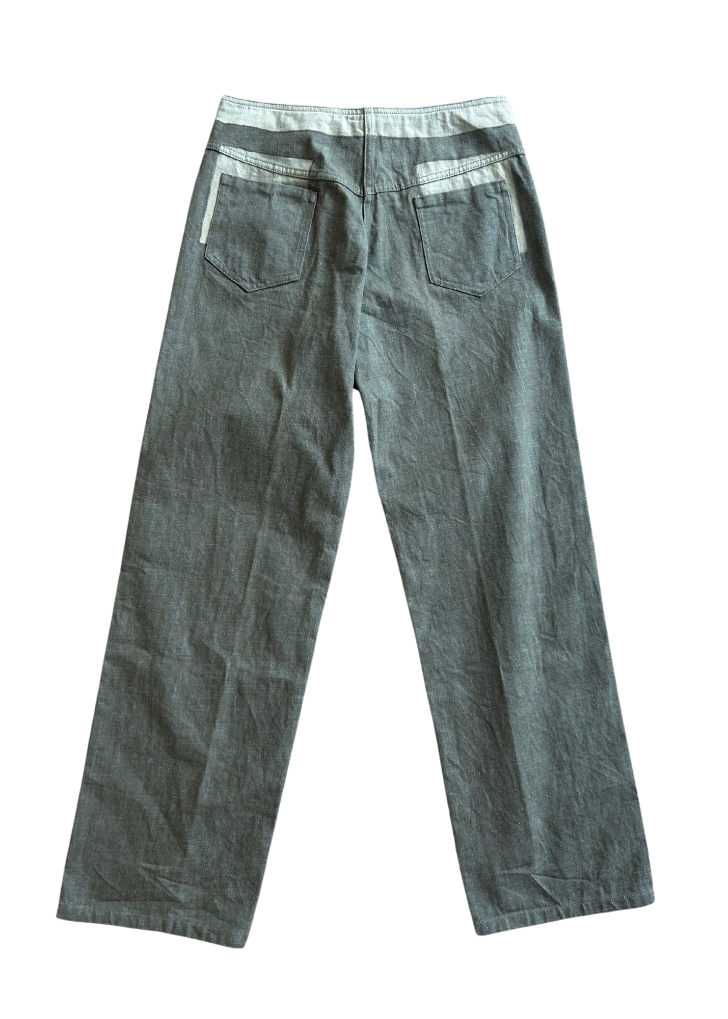 CHRISTOPHER ESBER Green Deconstructed Denim Straight Leg Jeans