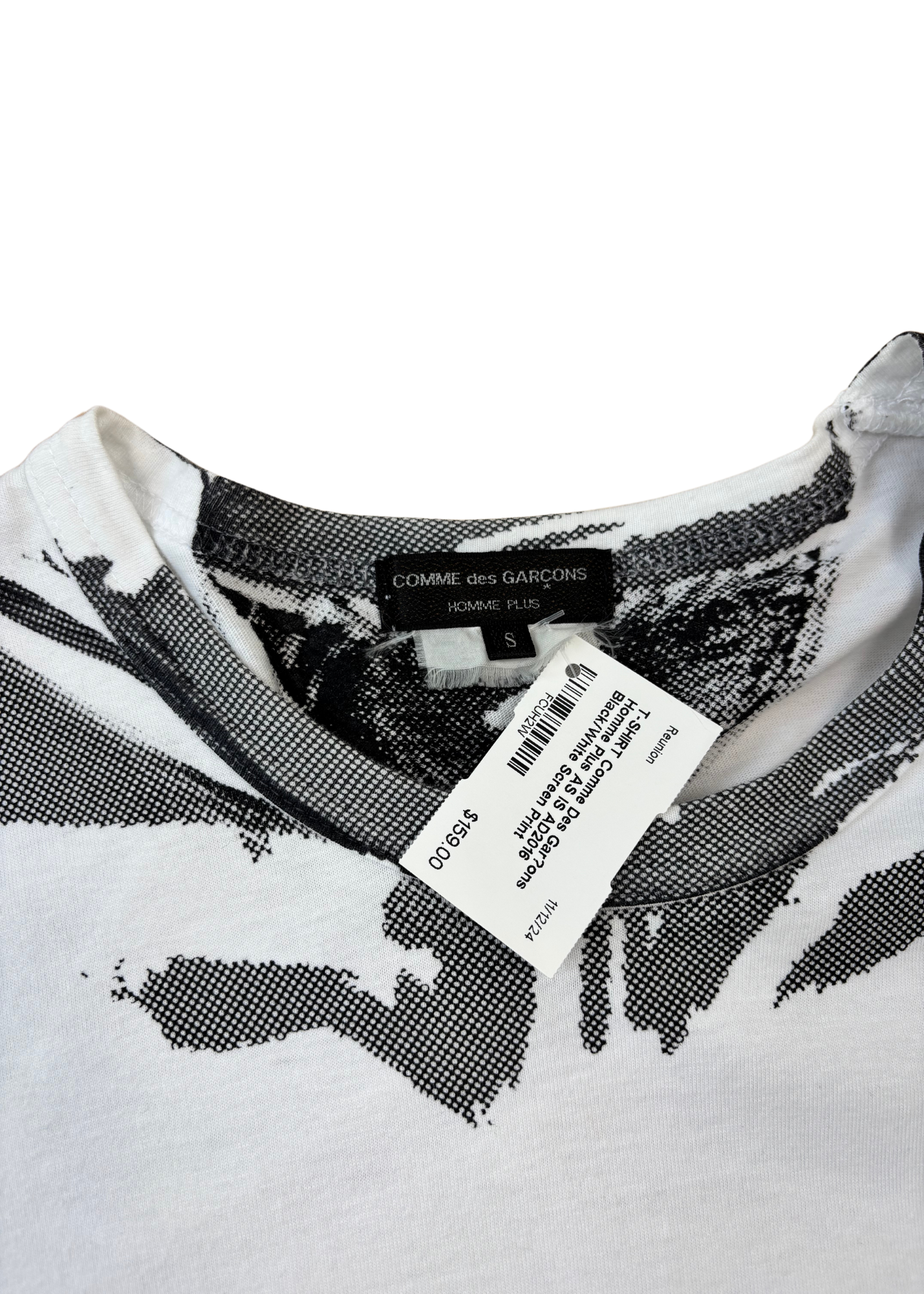 COMME DES GARÇONS HOMME PLUS AD2016 Black + White Muscle Screen Print T-Shirt