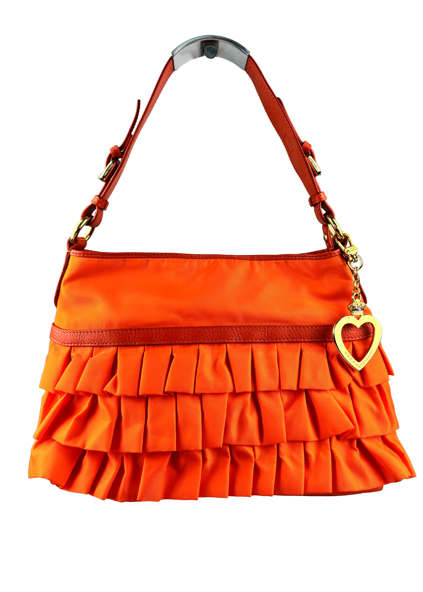 TOSCANA Orange Nylon Ruffle Bag