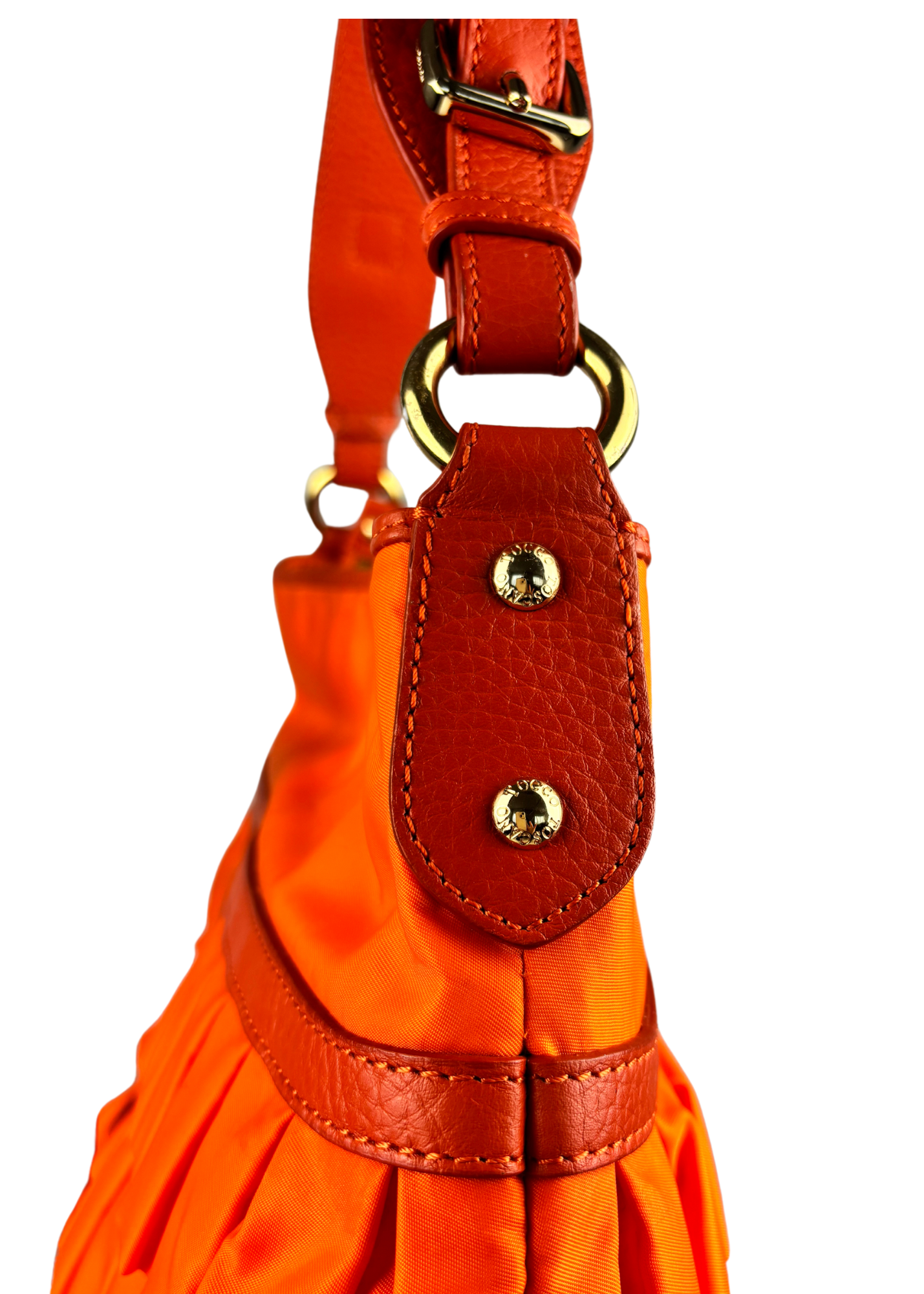 TOSCANA Orange Nylon Ruffle Bag