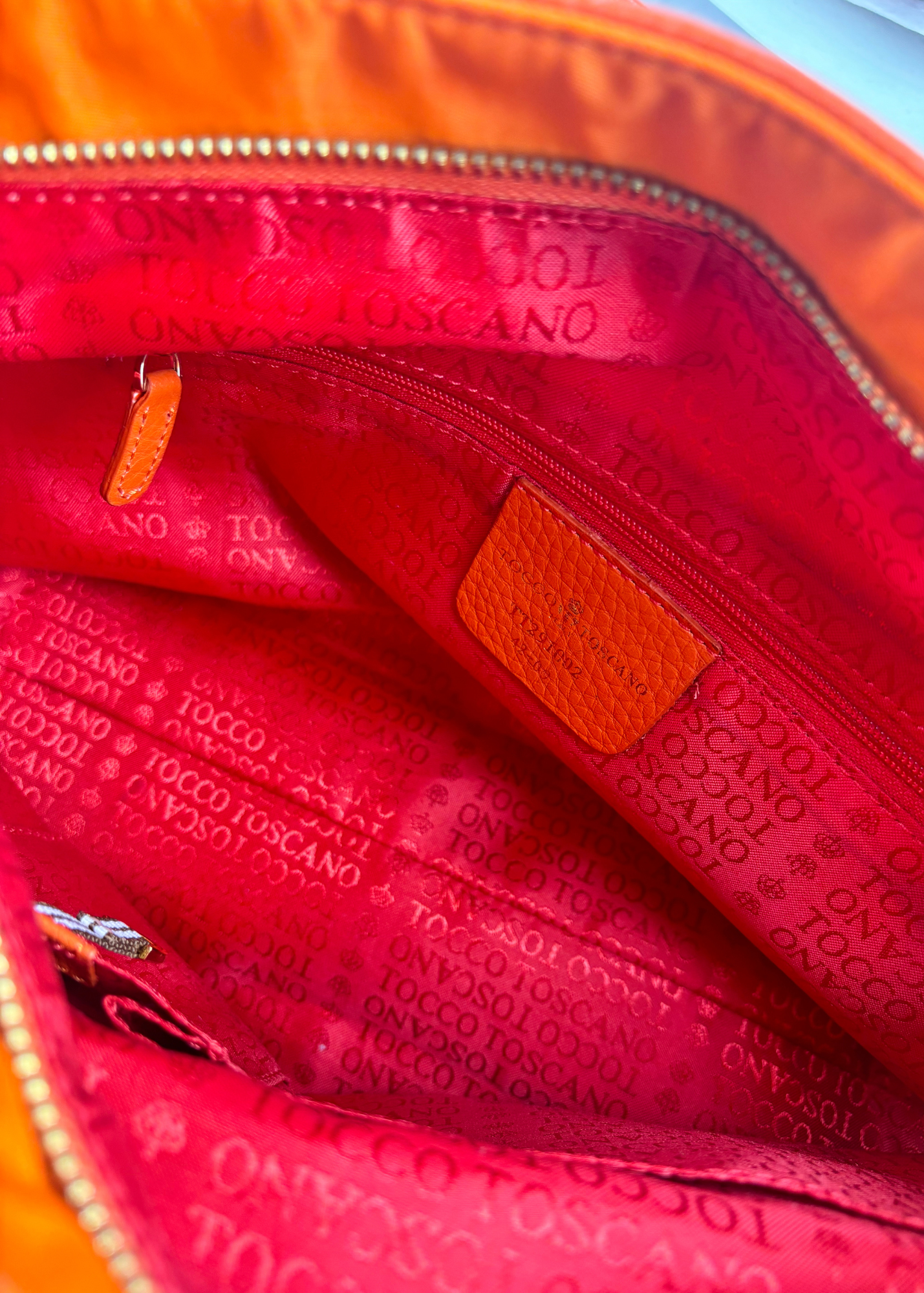 TOSCANA Orange Nylon Ruffle Bag