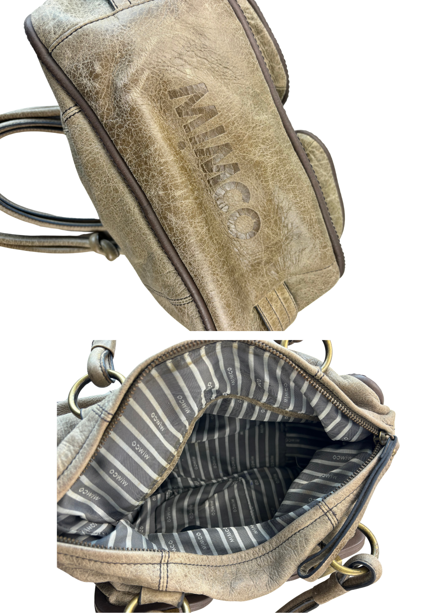 MIMCO VINTAGE Taupe Leather Shoulder Bag