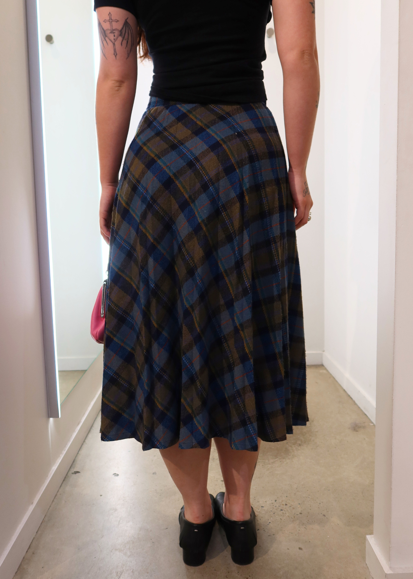 SPECIAL EDITION BY TORONTO Wool Blend Plaid Accordion Pleat Midi Skirt