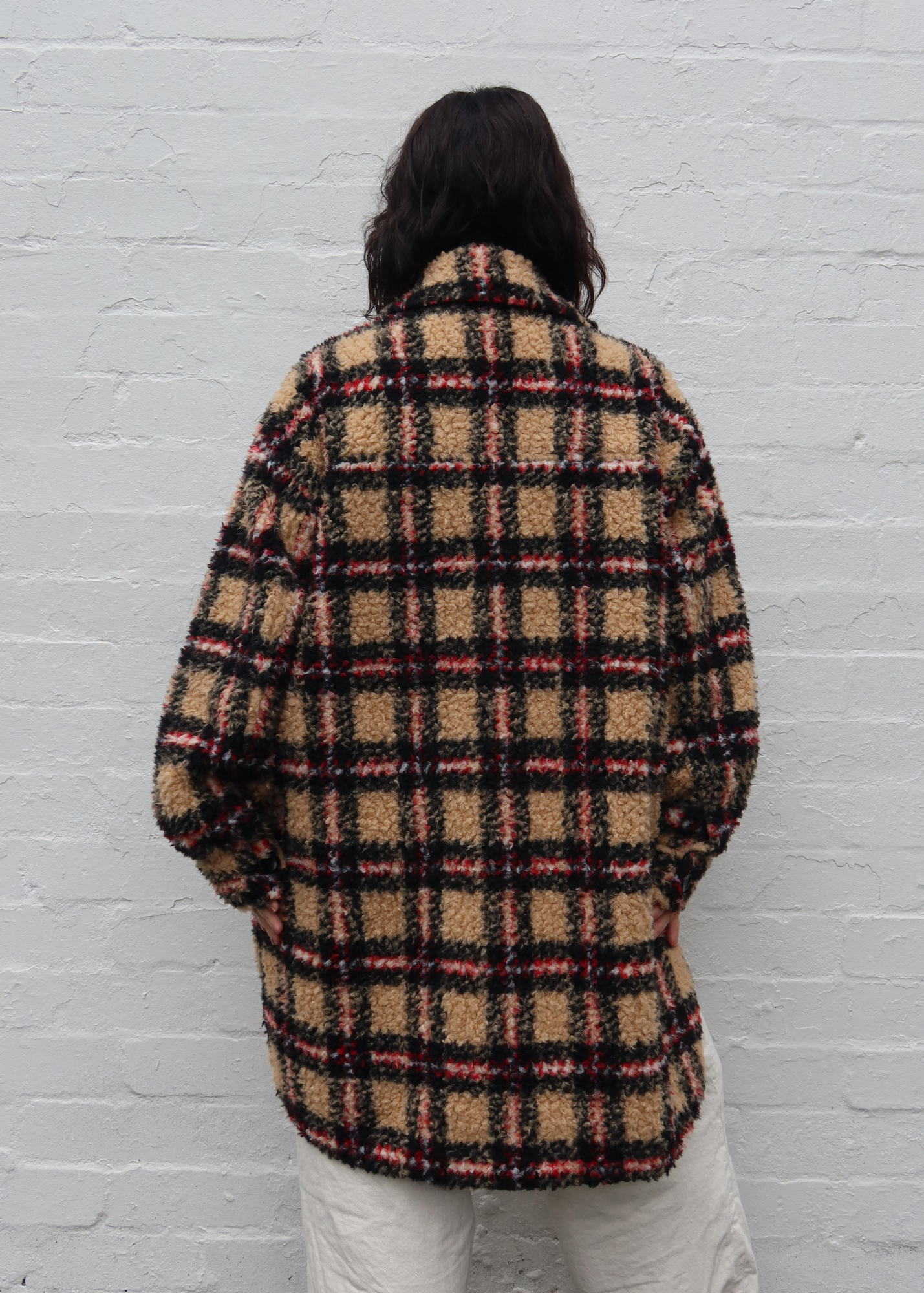 STAND STUDIO Plaid Teddy Coat W/ Pockets