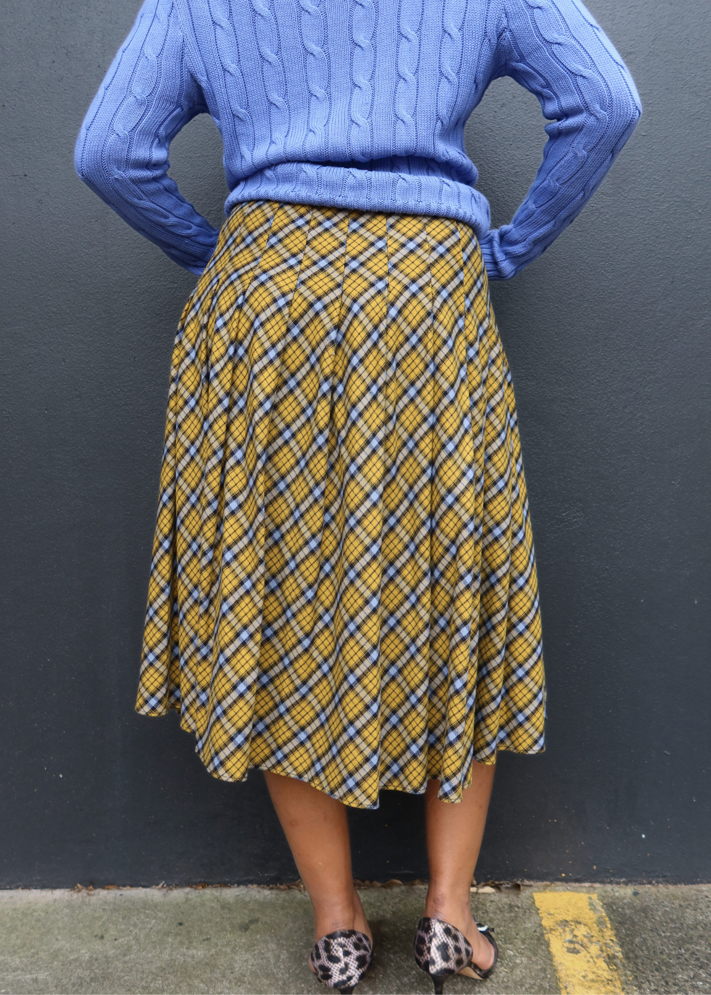 GUIZIO 'Gibson' Plaid Cotton Flannel Pleat Midi Skirt