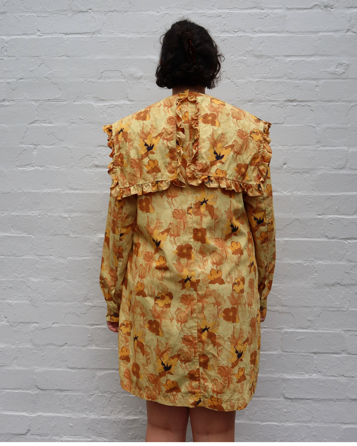 REJINA PYO Floral Cotton Oversized Collar Midi Dress