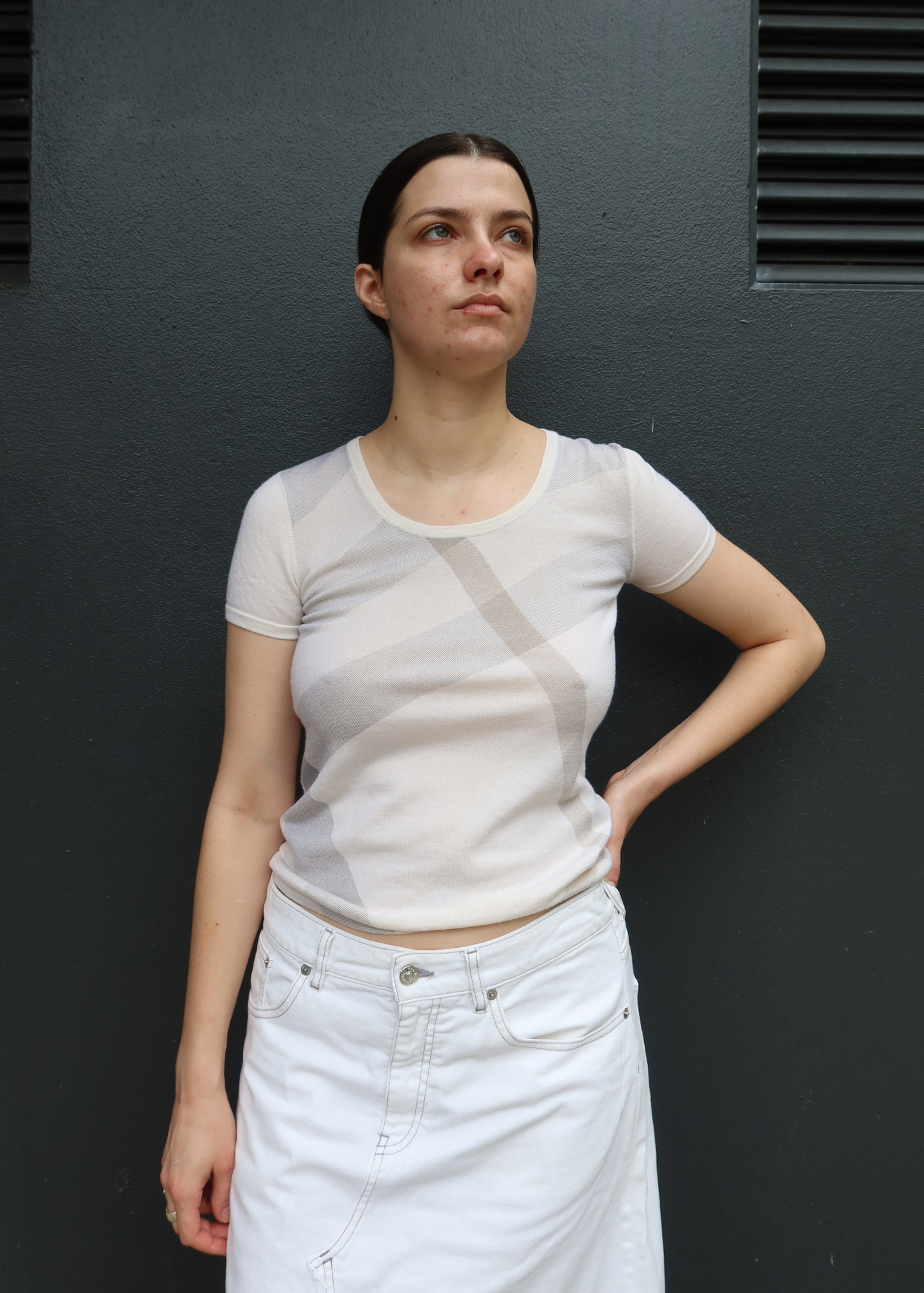 BURBERRY Check Wool Top