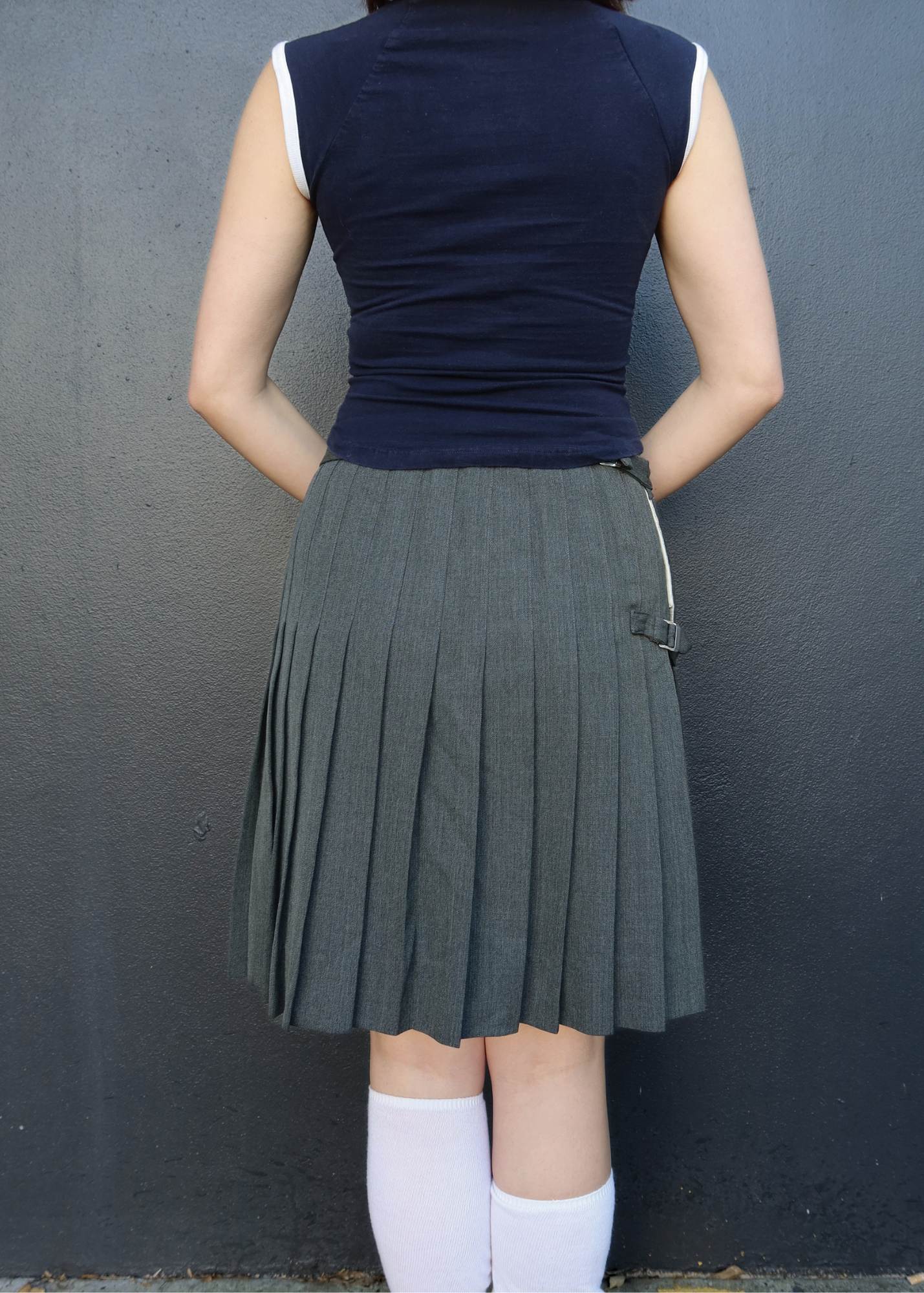 COMME DES GARCONS (AS IS) AD1998 Grey Wool/Cotton Wrap Mini Skirt