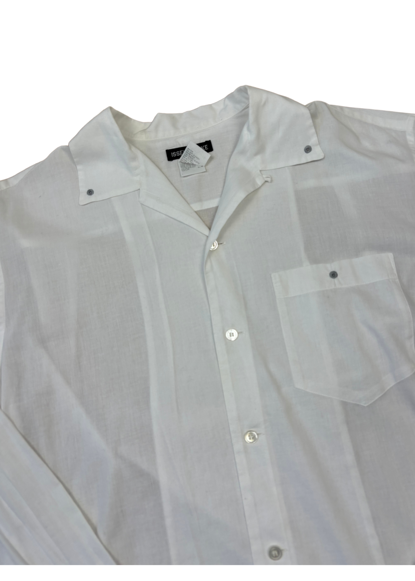 ISSEY MIYAKE (AS IS) White Semi Sheer Button Down Shirt
