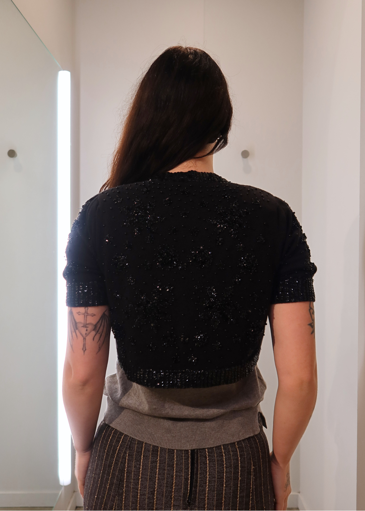 ALANNAH HILL Vintage Knit Beaded/Sequin Crop Cardi