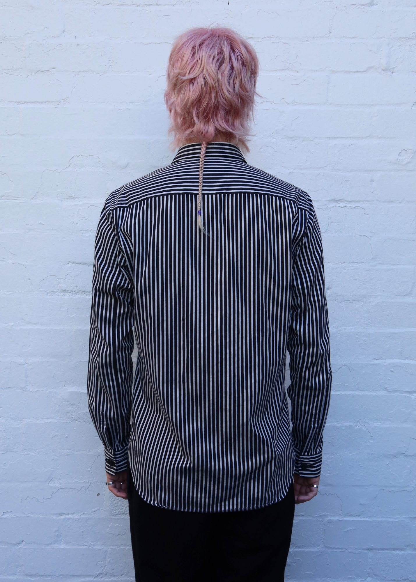 COMME DES GARCONS HOMME PLUS AD2012 Hickory Stripe Rubber Button Shirt