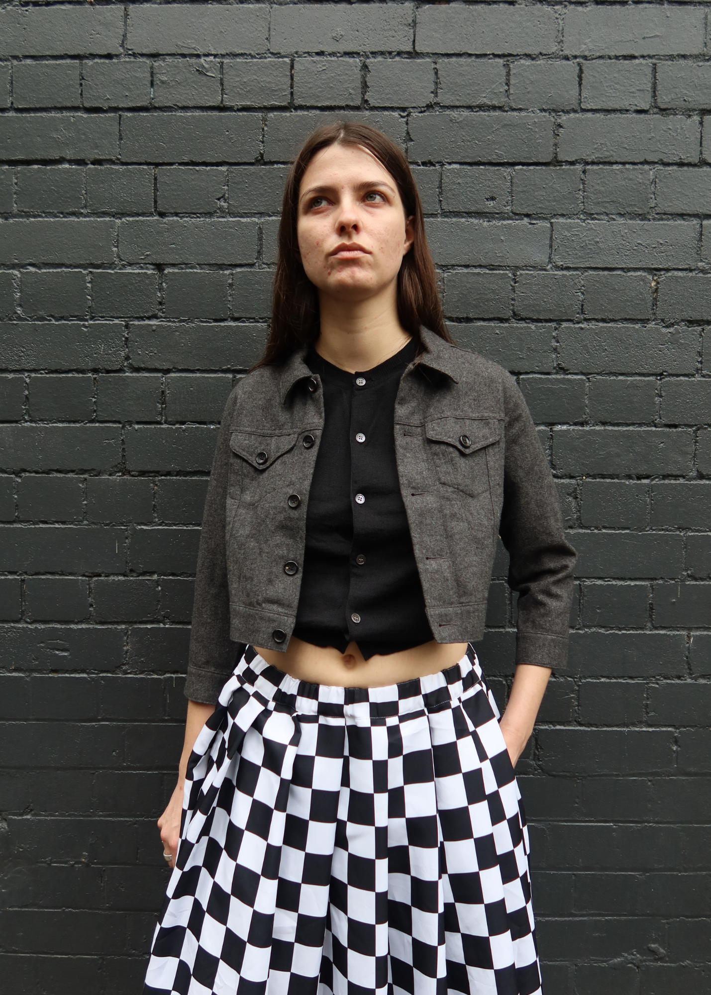 COMME DES GARCONS Wool Layered Cardigan Trucker Jacket