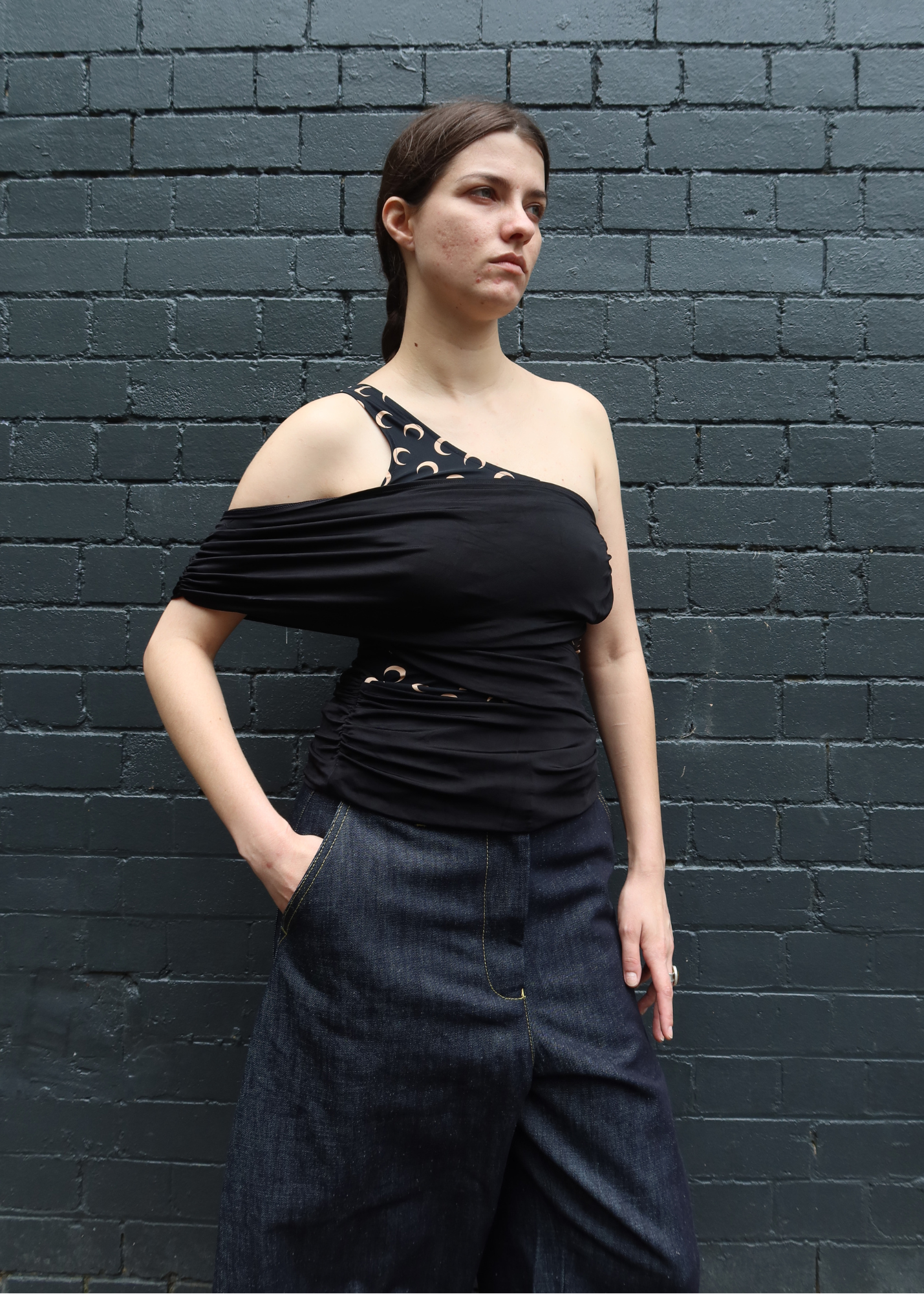 MARINE SERRE Single Shoulder Strap Draped Top