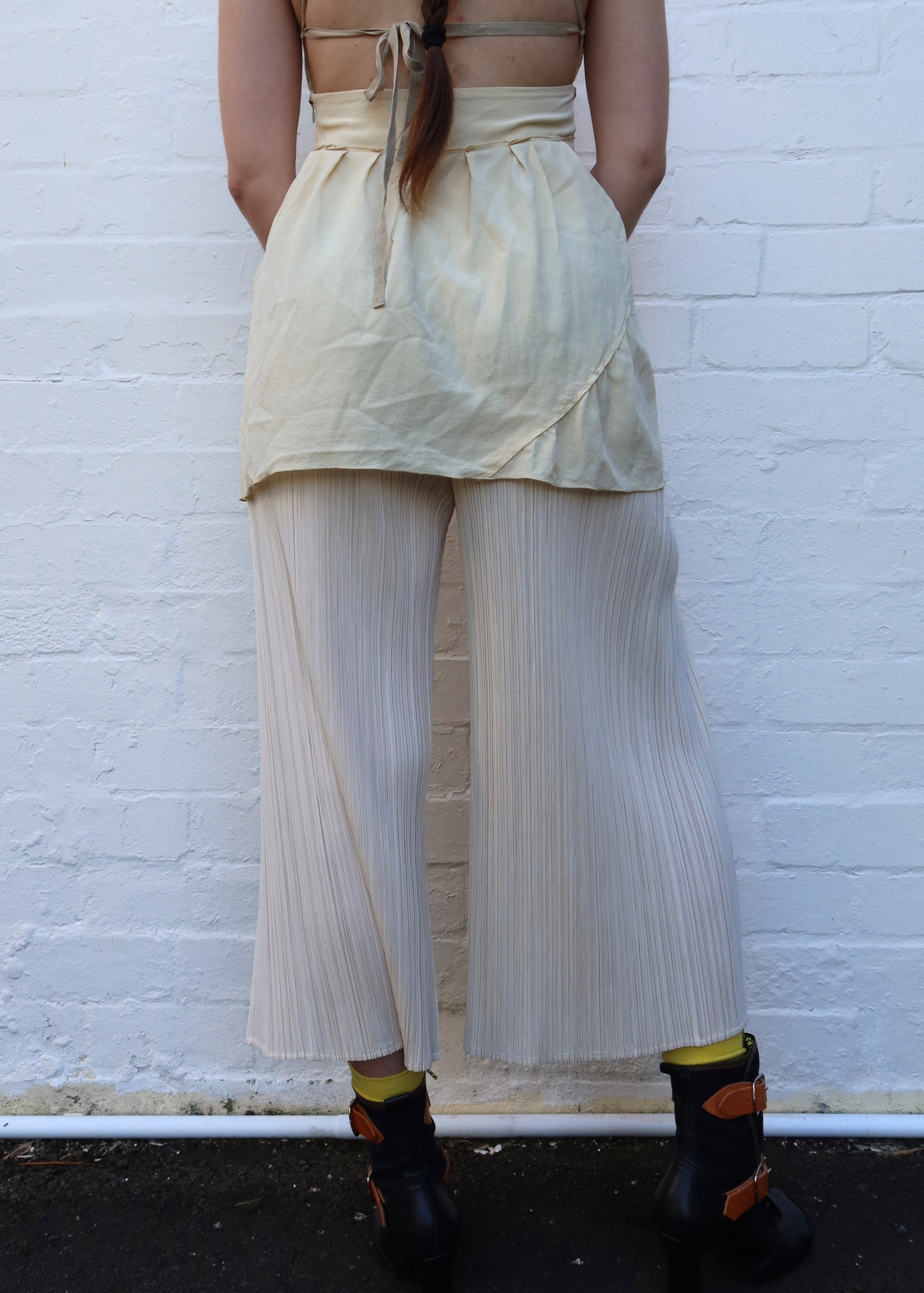 ISSEY MIYAKE PLEATS PLEASE Cream Permapleat Wide Leg Cullottes