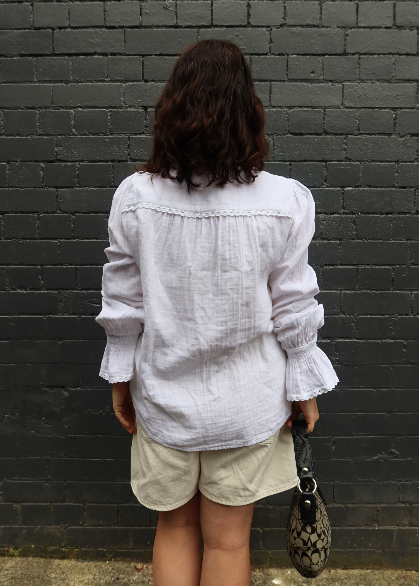 ME + EM (AS IS) Cotton Broderie Lace Long Sleeve Top