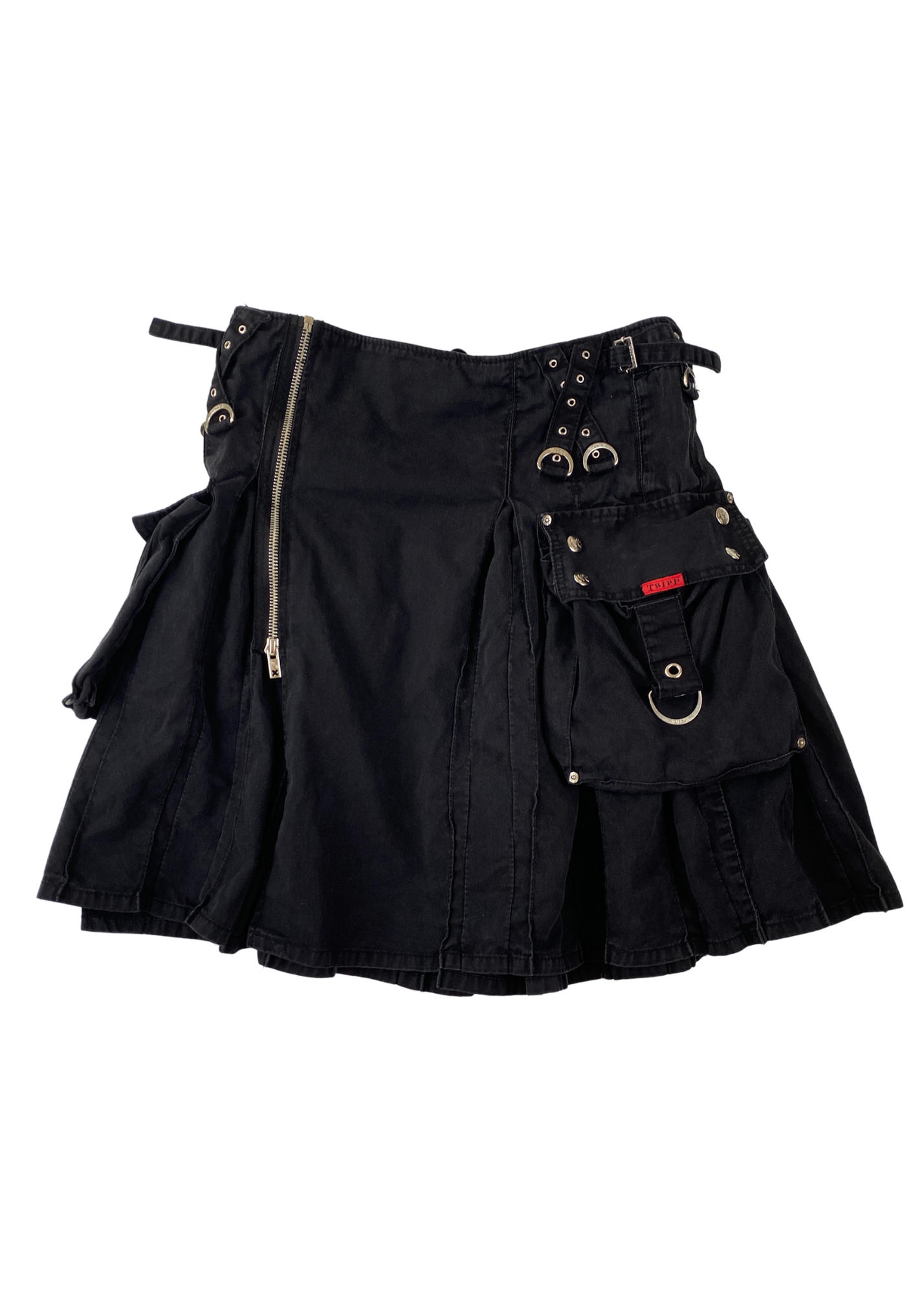 TRIPP NYC Vintage 90s Denim Buckle Utility Midi Skirt