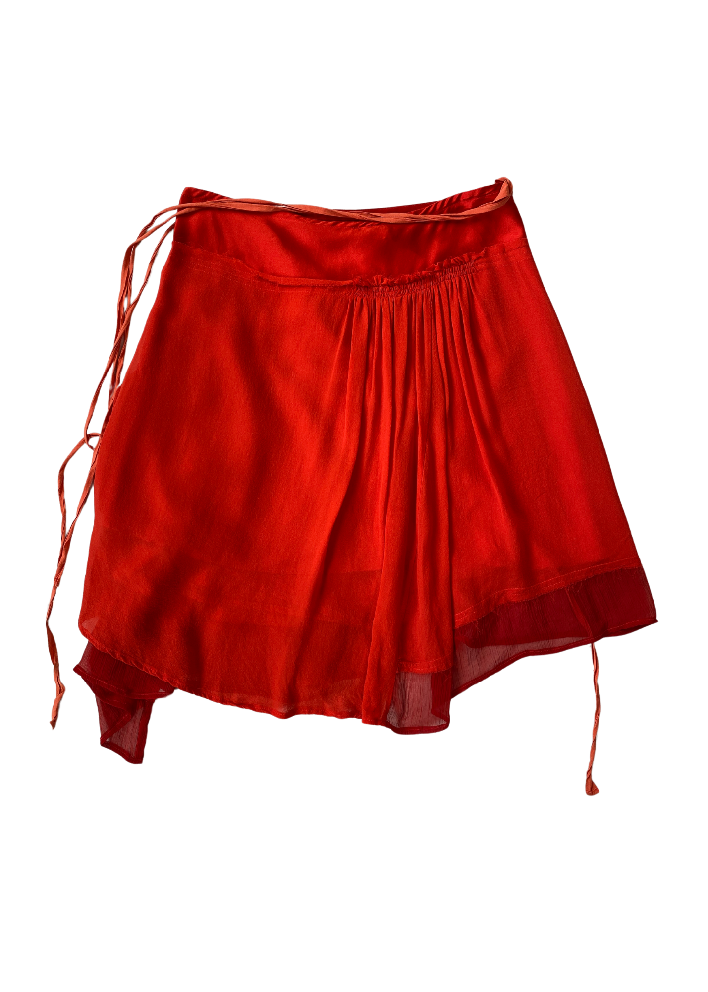 ANN DEMEULEMEESTER Red Silk Wrap Skirt
