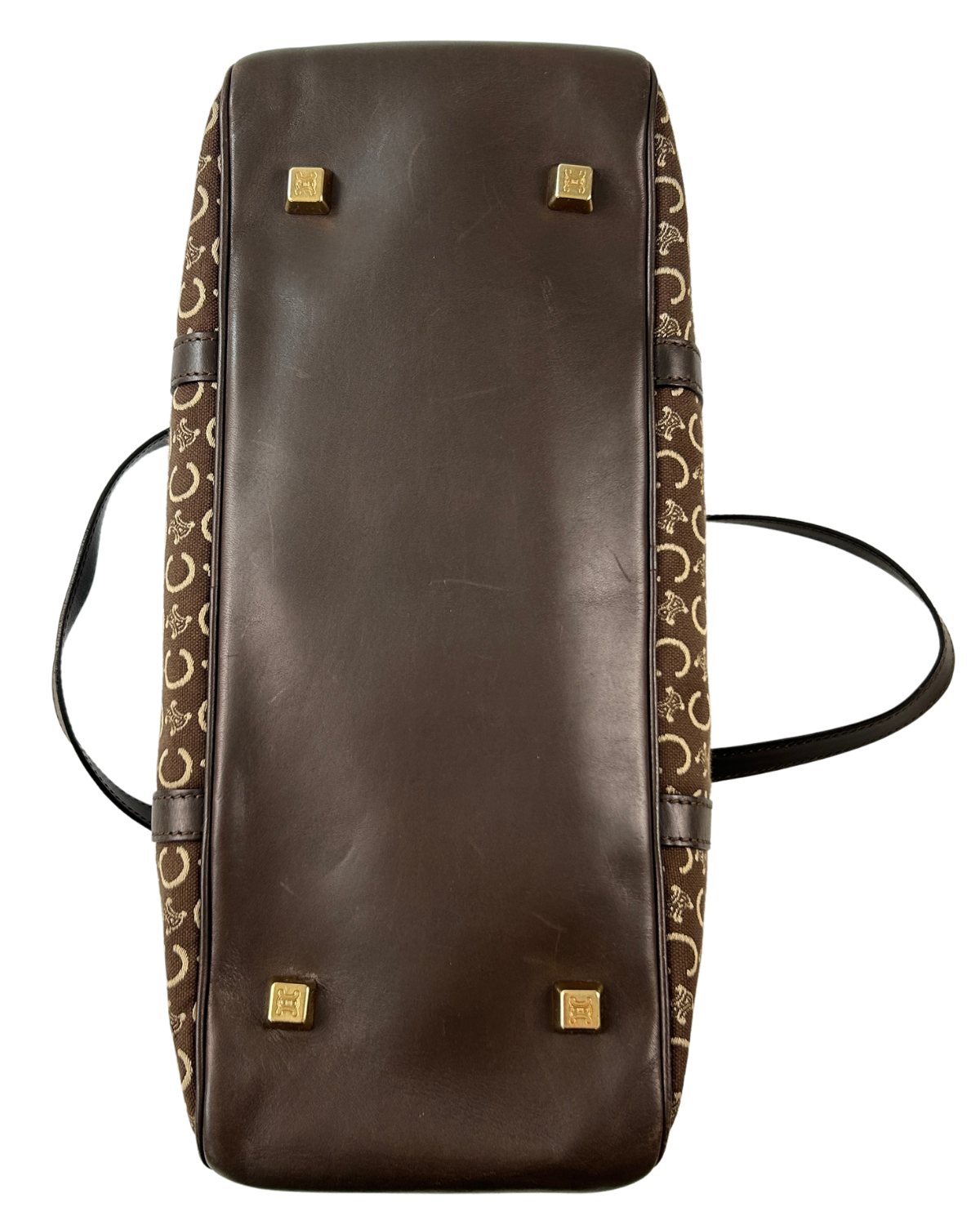 CELINE Vintage Brown 'Triomphe Macadam Boston' Bag