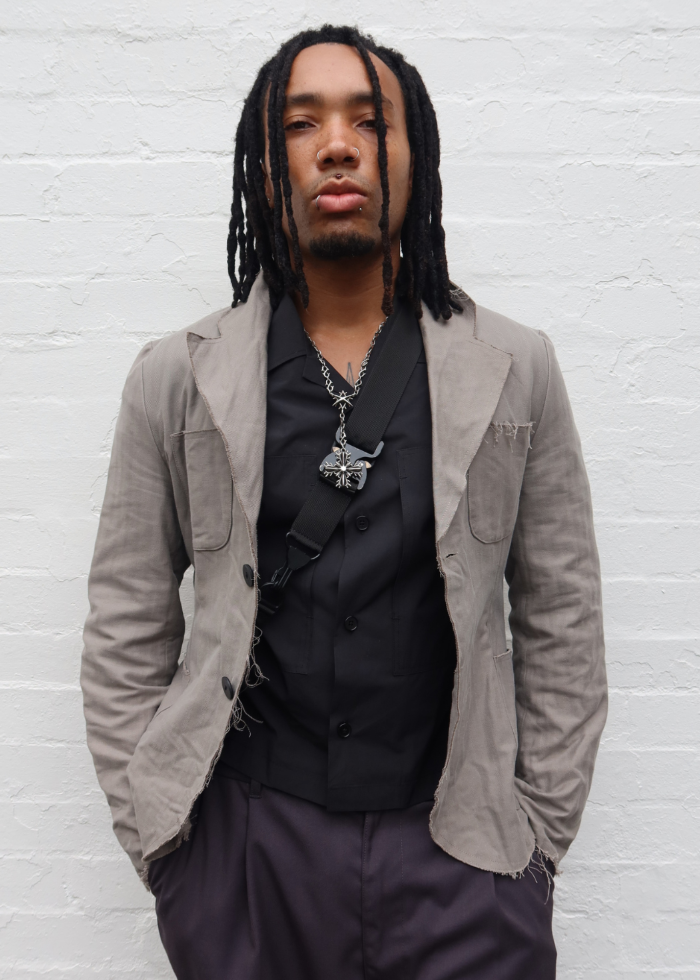 GASPARD YURKIEVICH Cotton Herringbone Raw Hem Chore Jacket