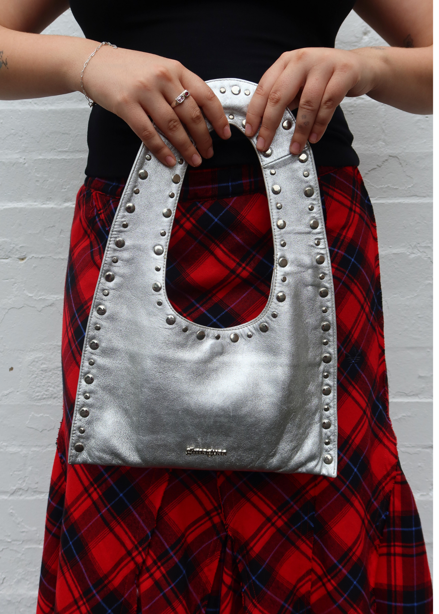 GIMAGUAS (AS IS) Silver 'Mini Franca' Studded Bag