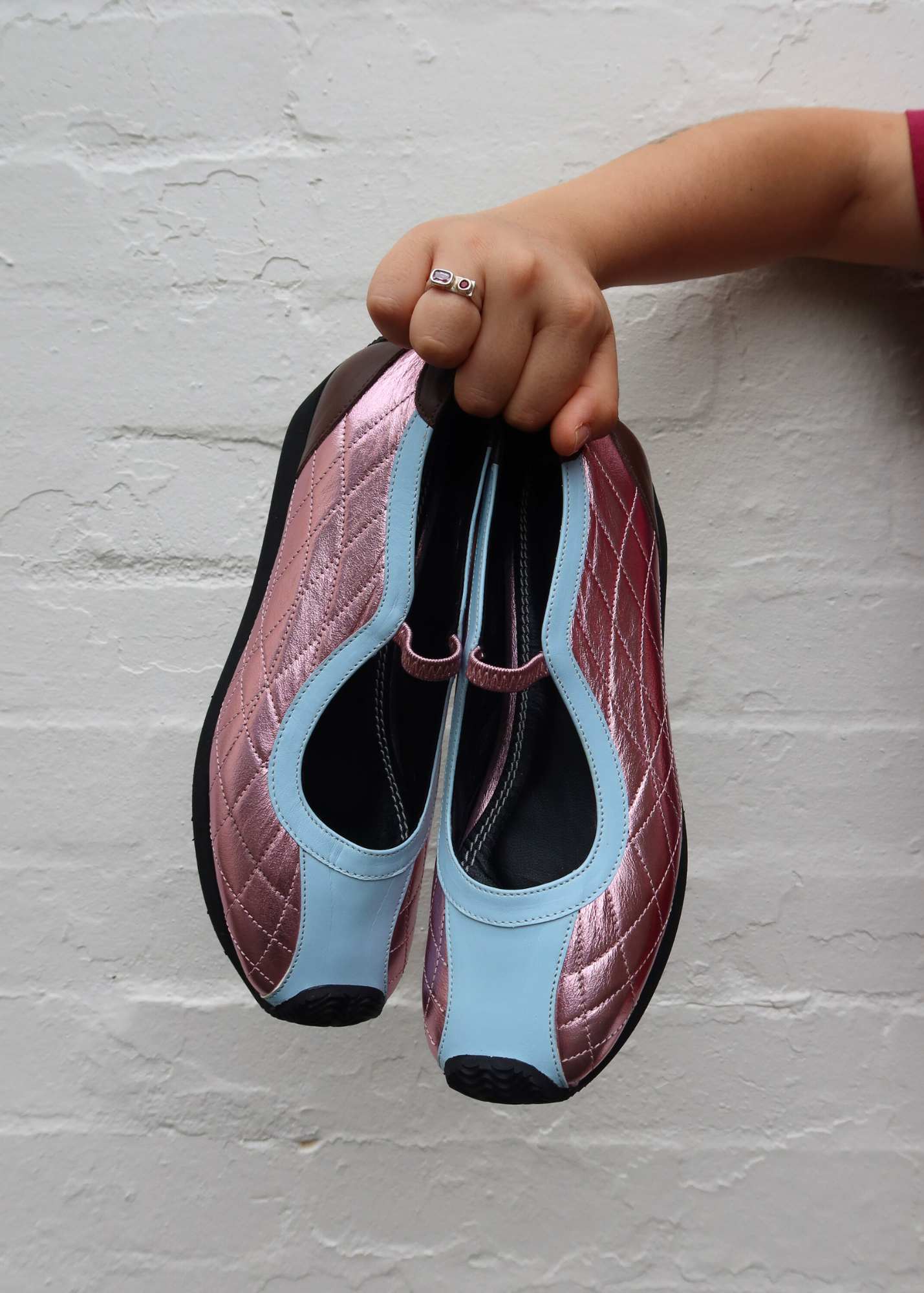 NICOLE SALDANA Metallic Sporty Tech Platform Mary Janes