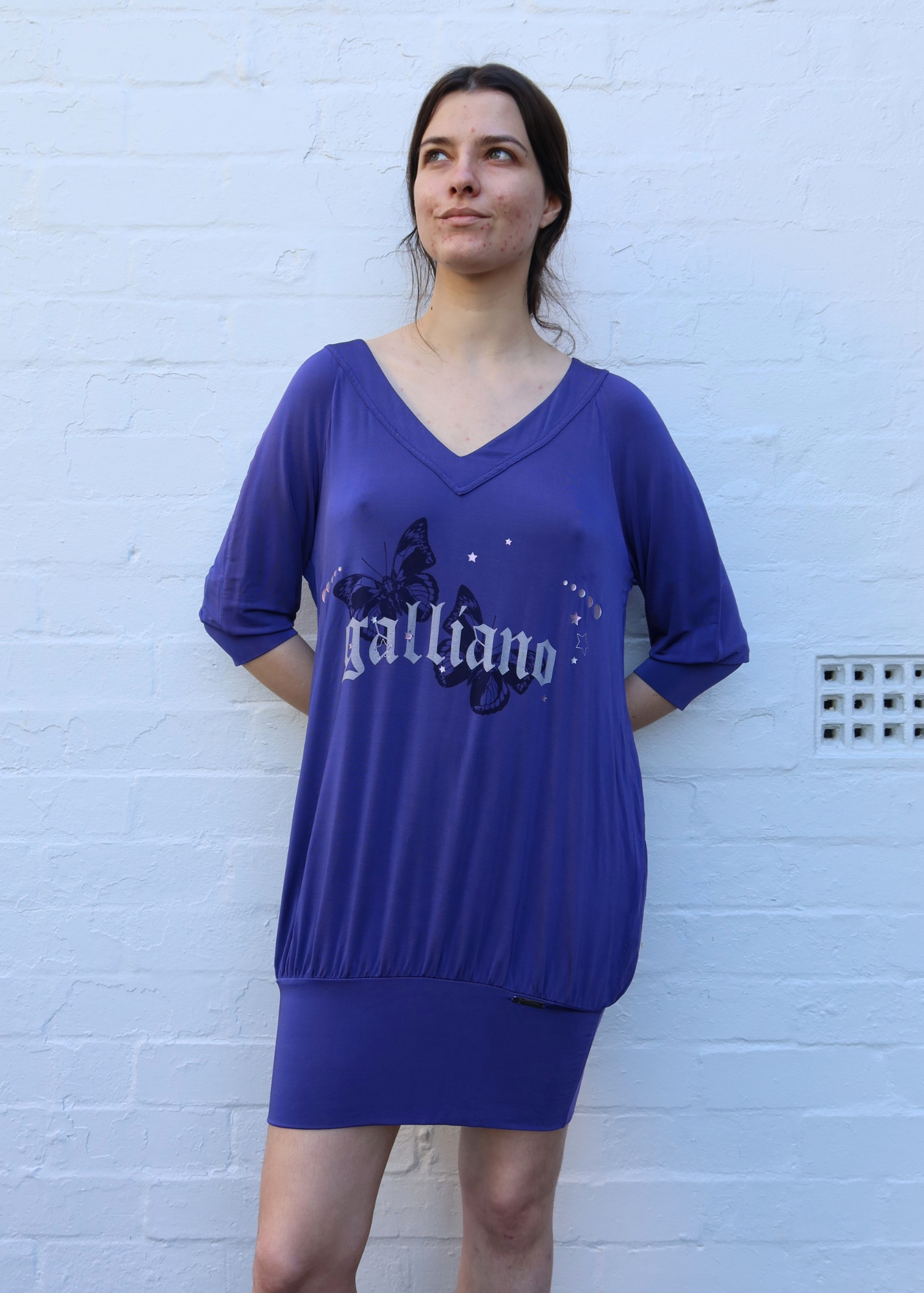 GALLIANO (AS IS) Butterfly Stars Logo Slouch Dress