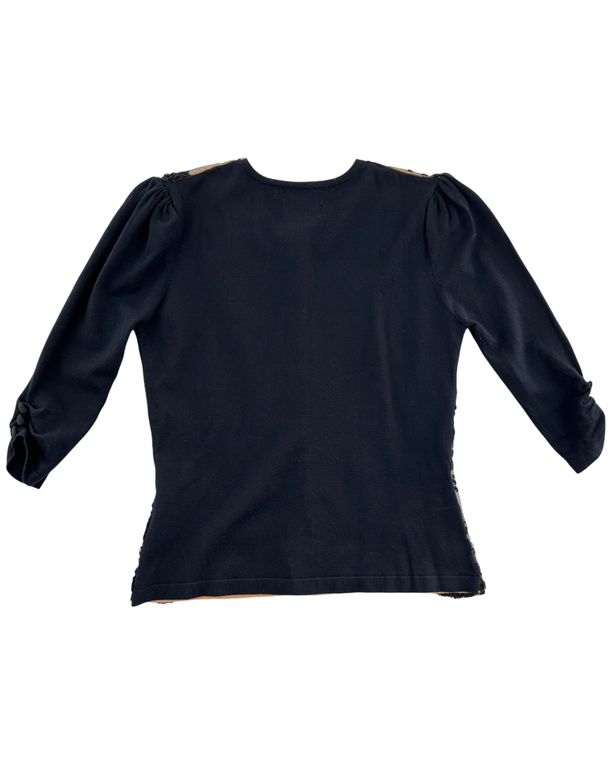 WHEELS & DOLLBABY (AS IS) Vintage Embroidered Mesh Overlay Cardi