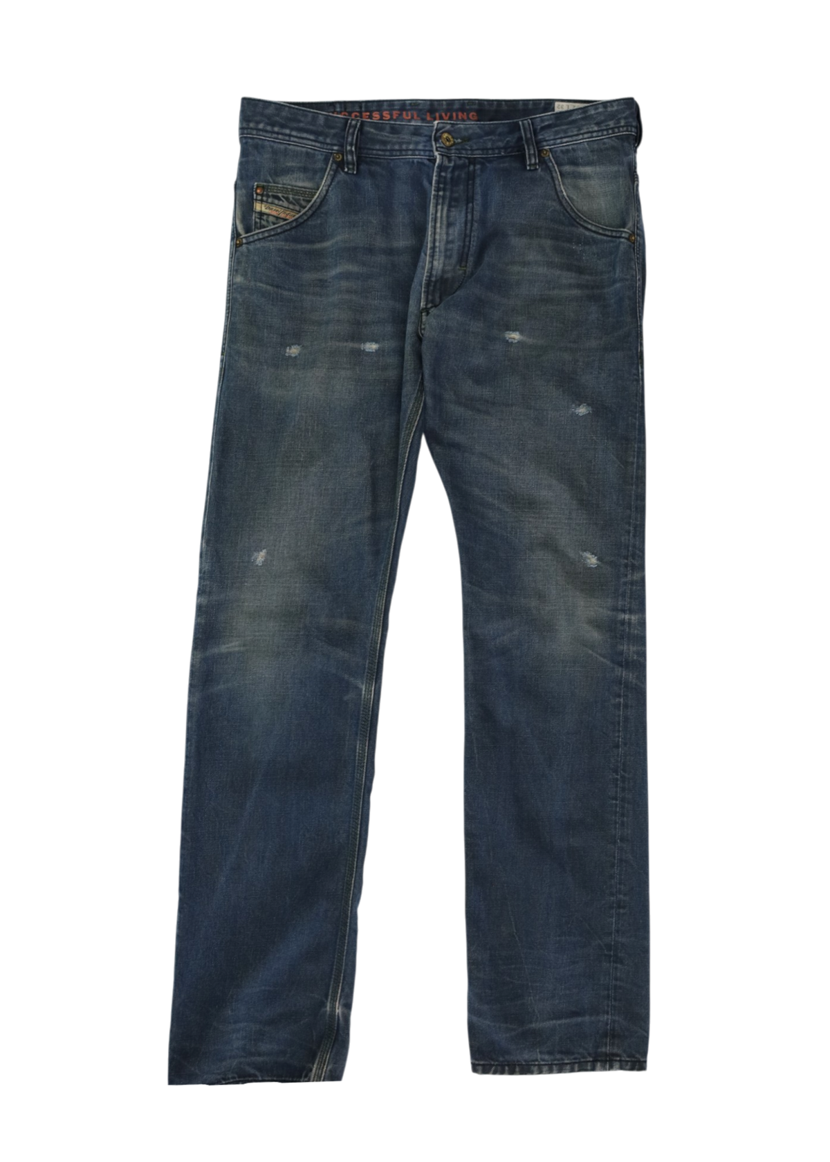 DIESEL Washed Distressed Dark Straight Jeans