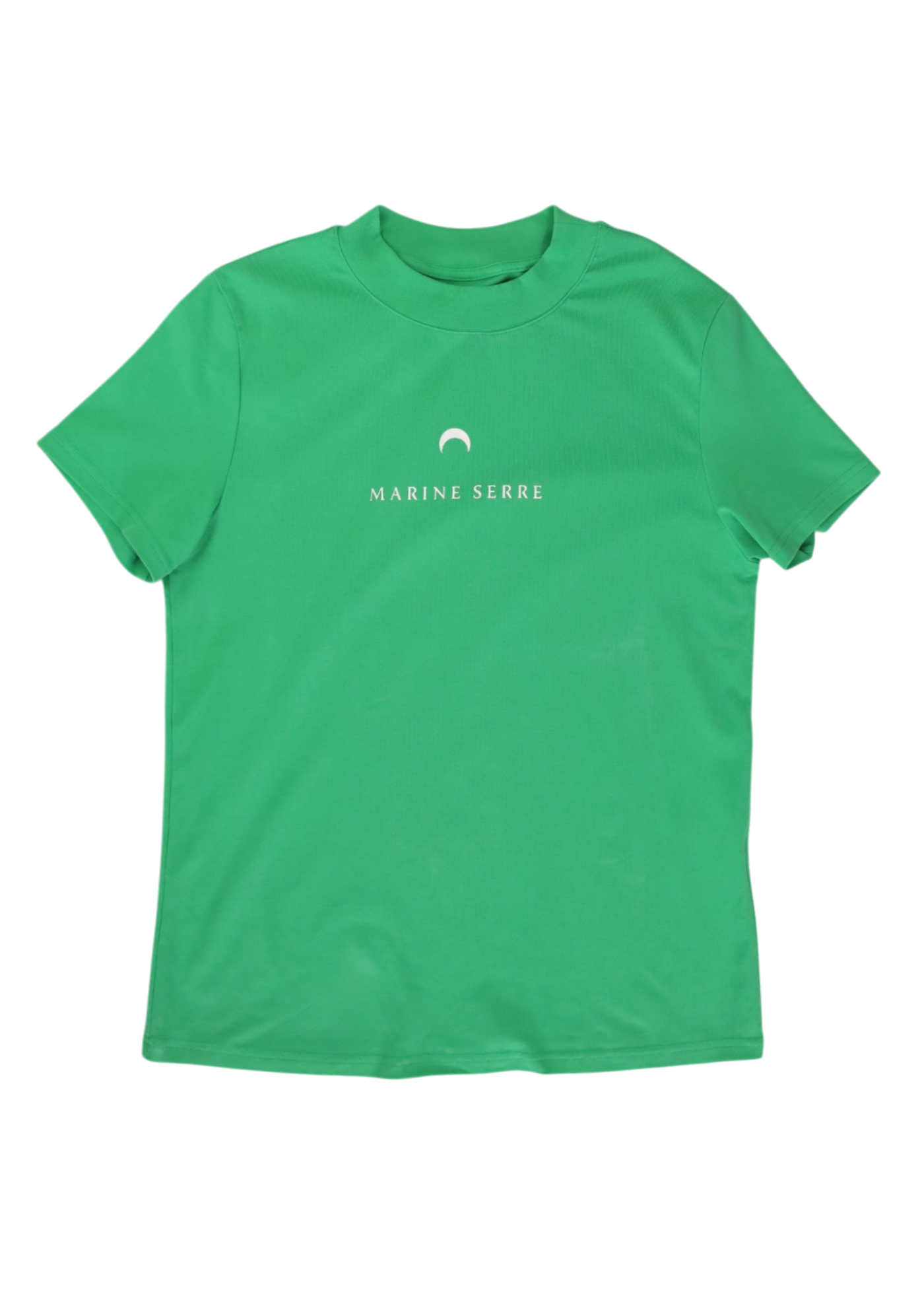 MARINE SERRE Green/White Ribbed Cotton Logo Tee