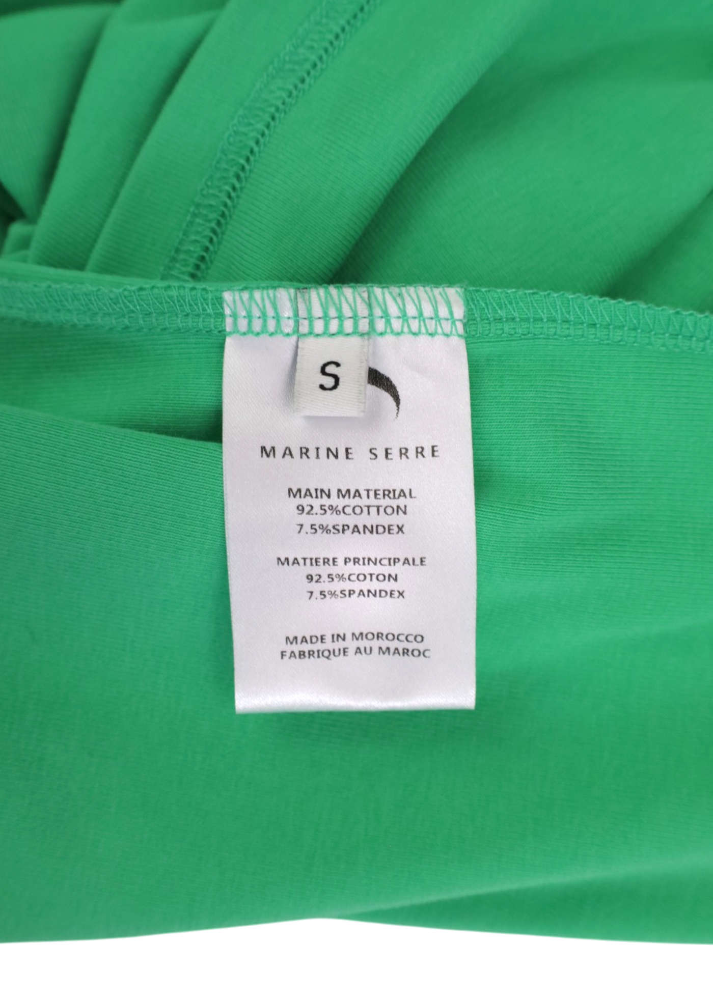 MARINE SERRE Green/White Ribbed Cotton Logo Tee