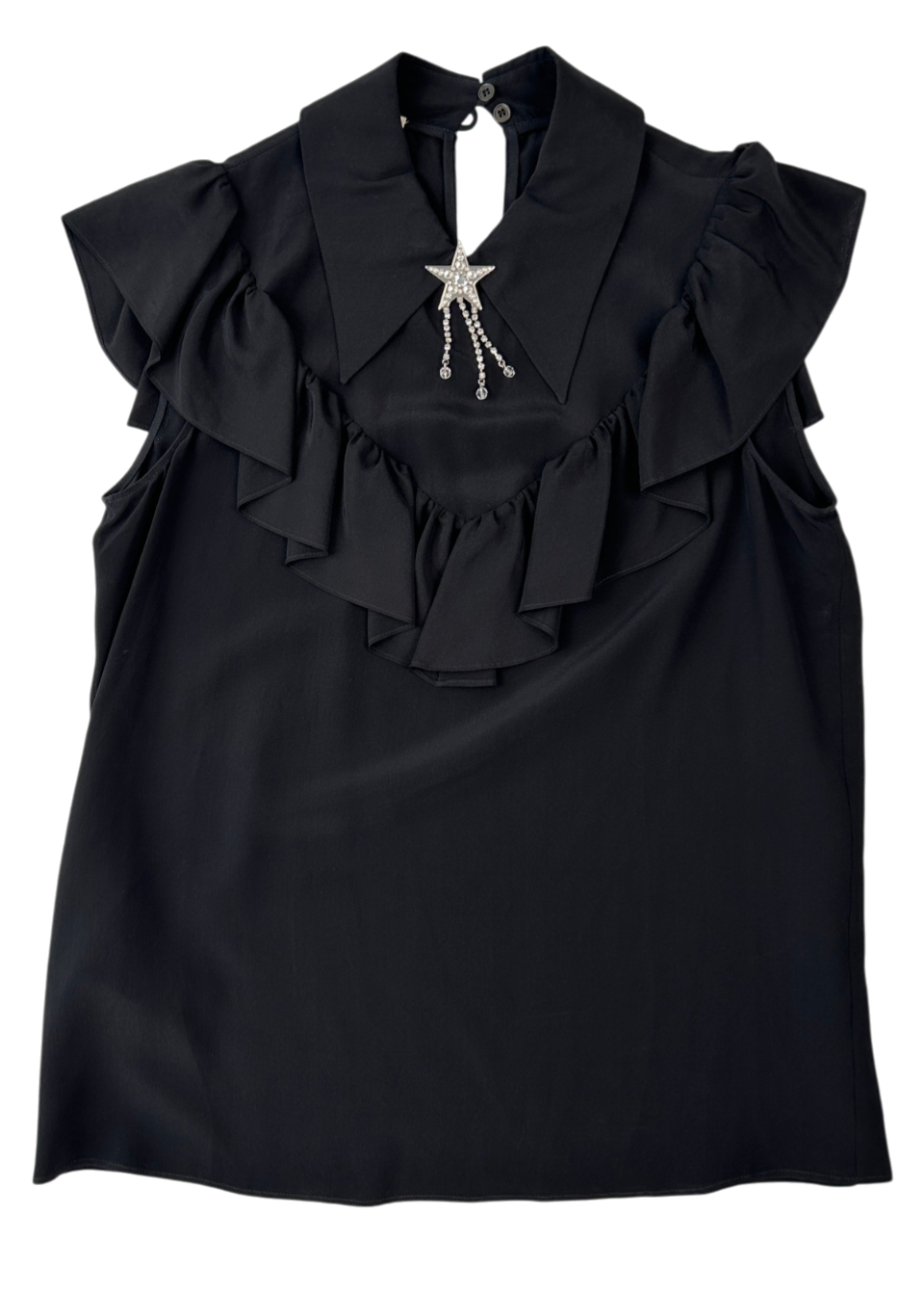 MIU MIU 2018 Western Ruffle Blouse W Star Brooch