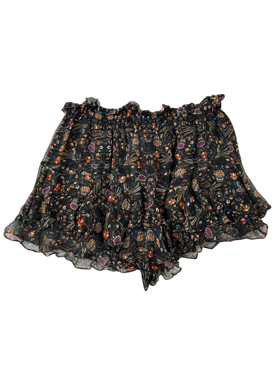 ISABEL MARANT 'Aboreli' Floral Ruffle Silk Shorts