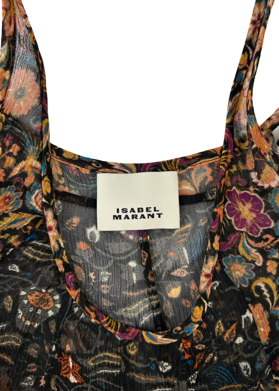 ISABEL MARANT Patchwork Floral Silk Sheer Tank