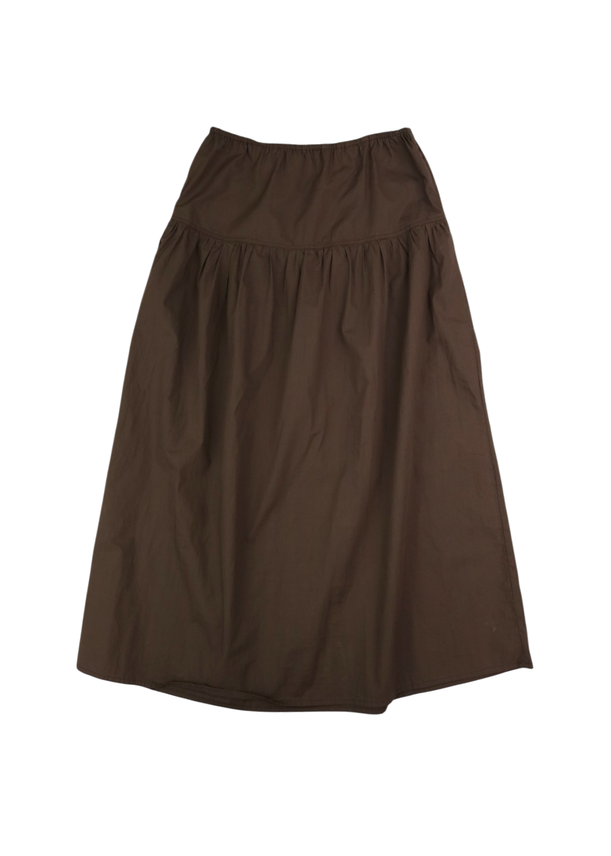 DEIJI STUDIOS Brown Cotton Drop Waist Button Midi Skirt