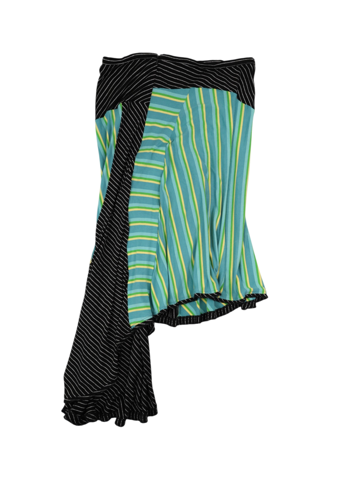 KIKO KOSTADINOV (AS IS) SS2020 Blue/Green/Black Stripe Foam Circle Midi Skirt