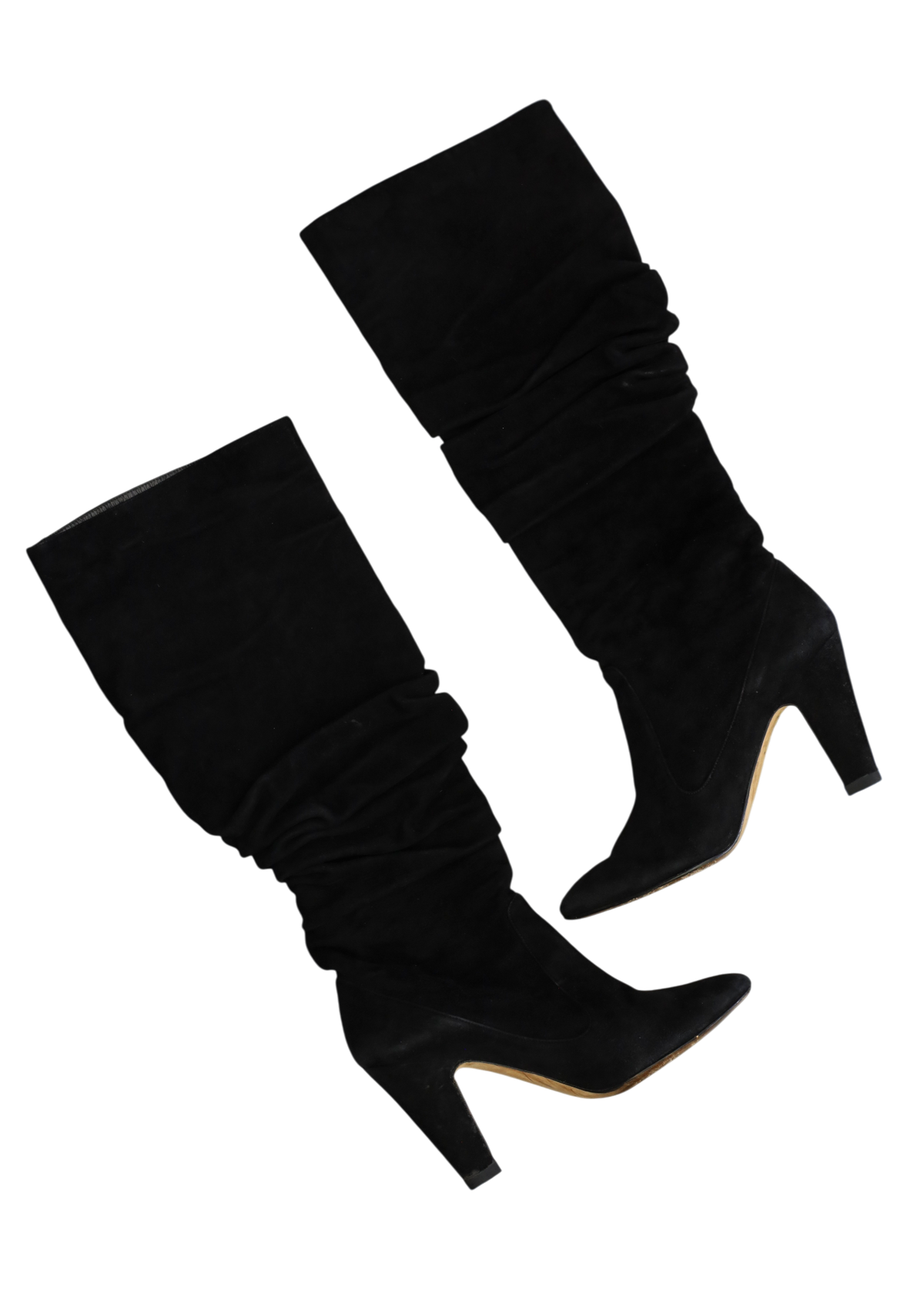 MANOLO BLAHNIK Calassohi 90 Black Suede Slouchy Knee High Boots