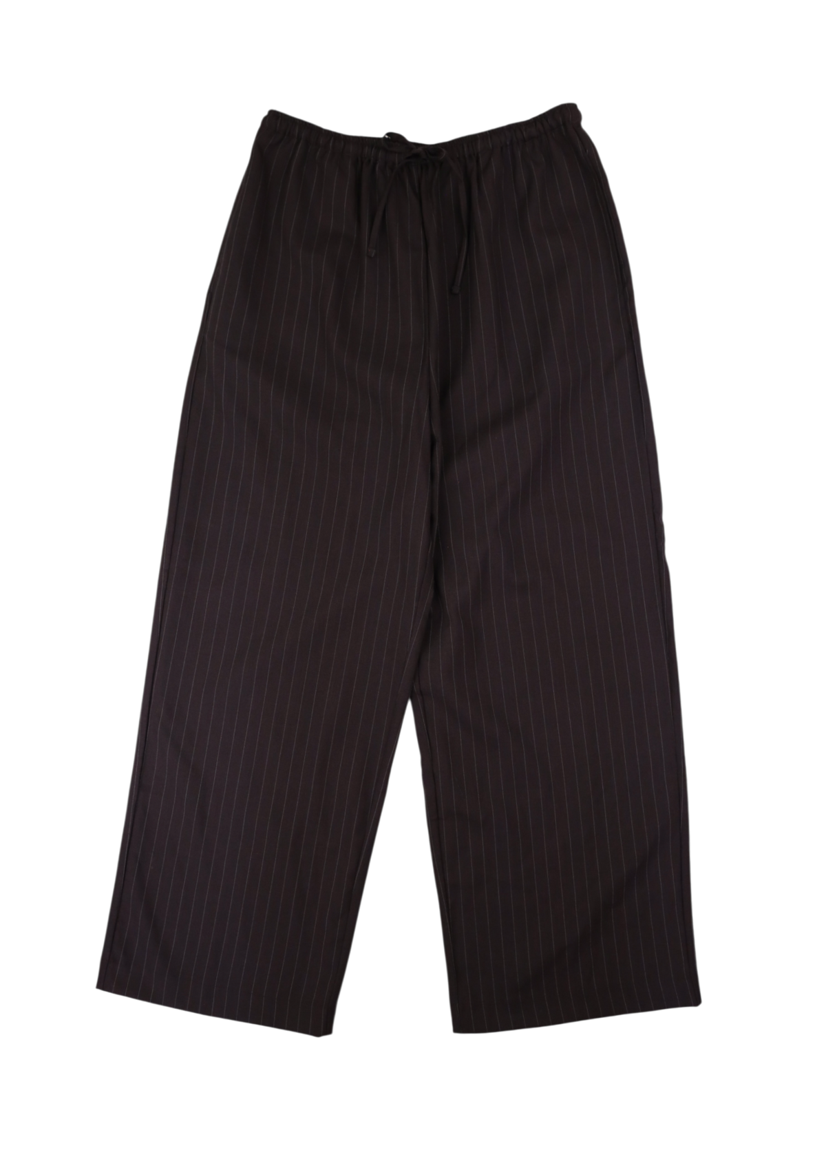 DEIJI STUDIOS Brown/White Wool Pinstripe Elastic Waist Pant