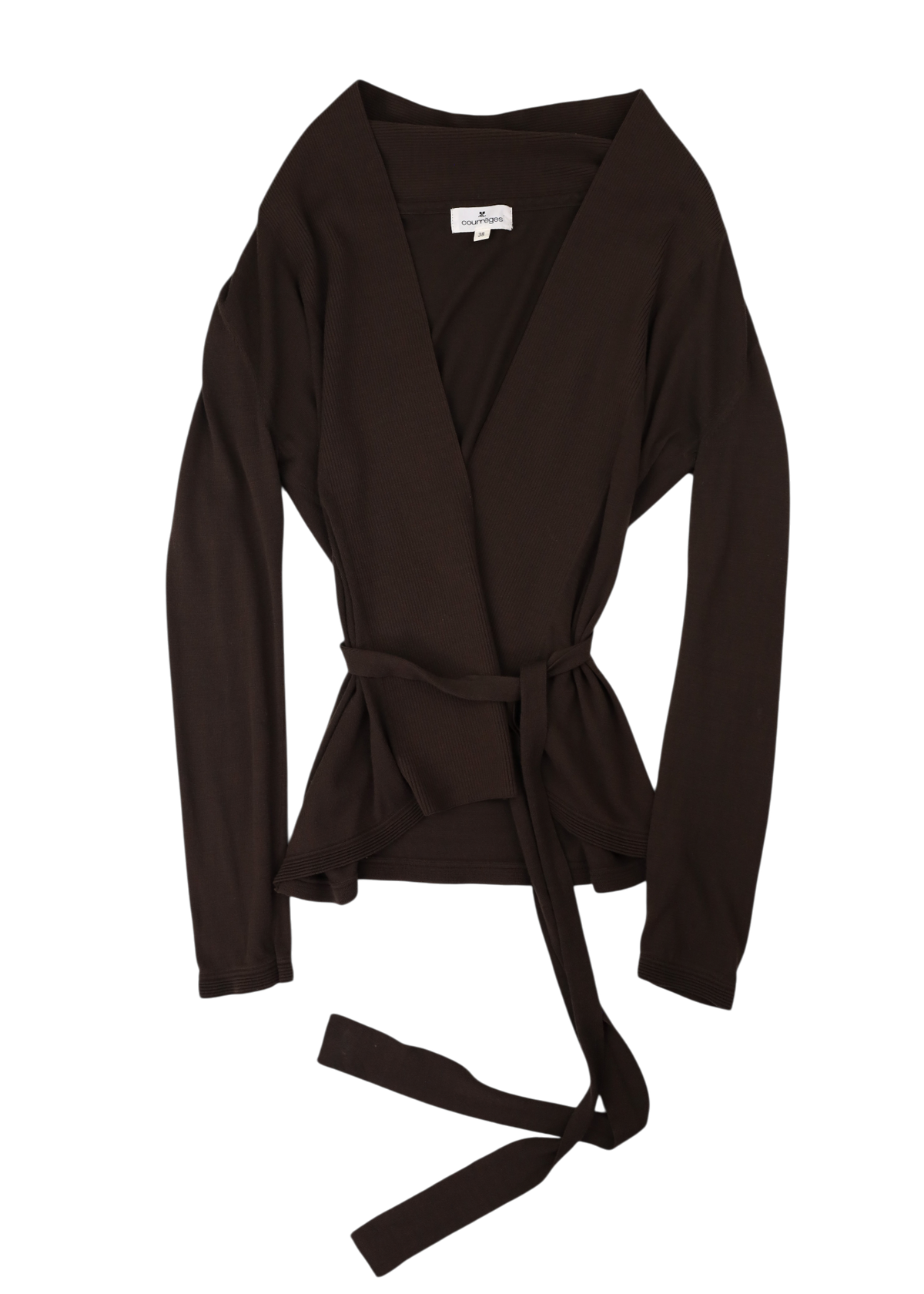 COURREGES Brown Knit Belt Closure Cardigan