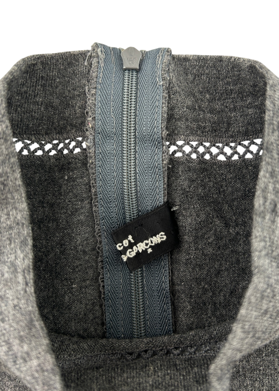 COMME DES GARCONS TRICOT AD 1991 Wool/Lace Seam Mock Neck Top