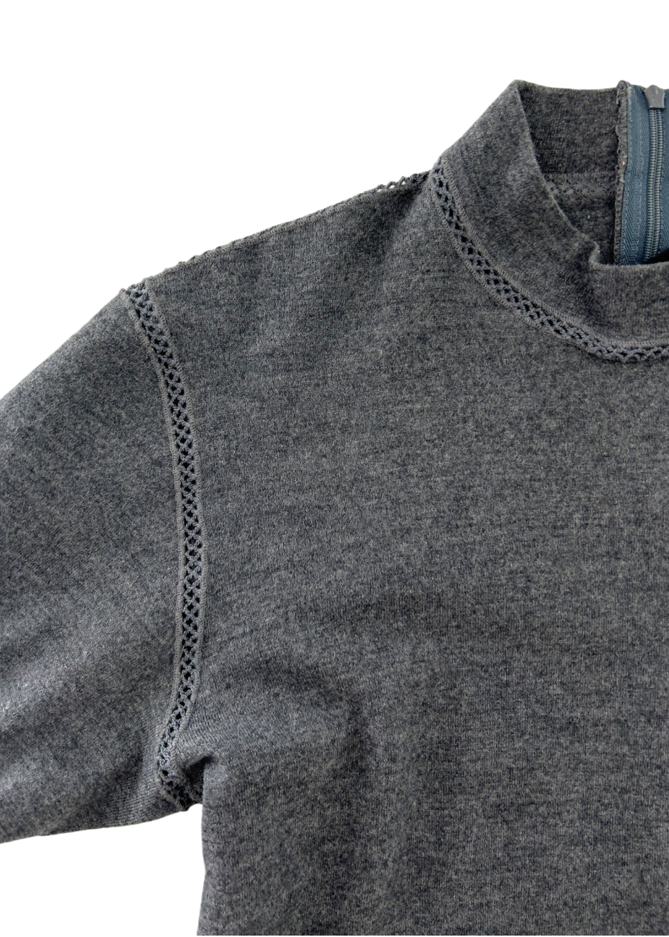 COMME DES GARCONS TRICOT AD 1991 Wool/Lace Seam Mock Neck Top