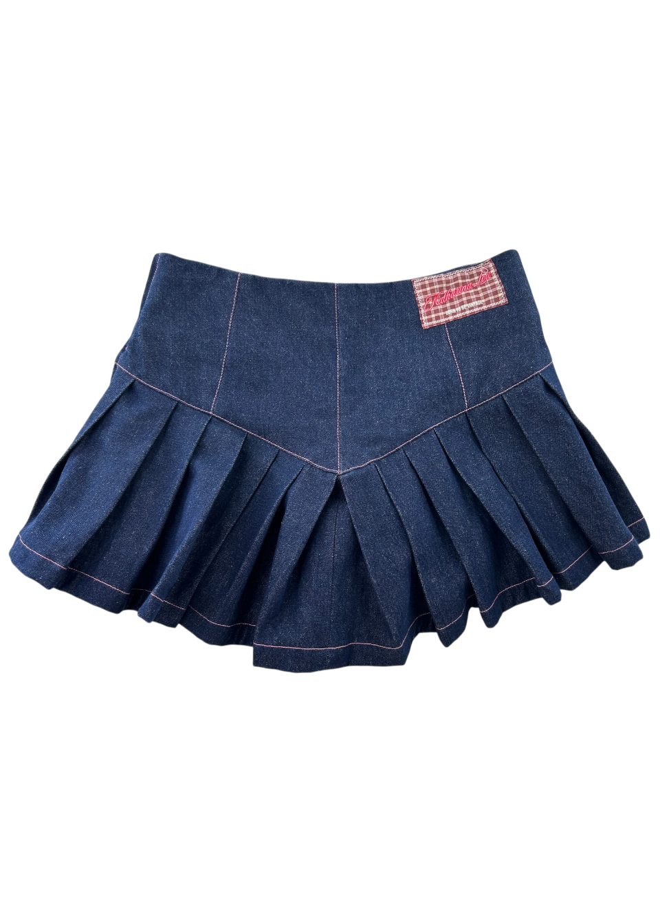 KATHARINA LOU (BNWT) Indigo Denim Contrast Stitch Pleated Mini Skirt